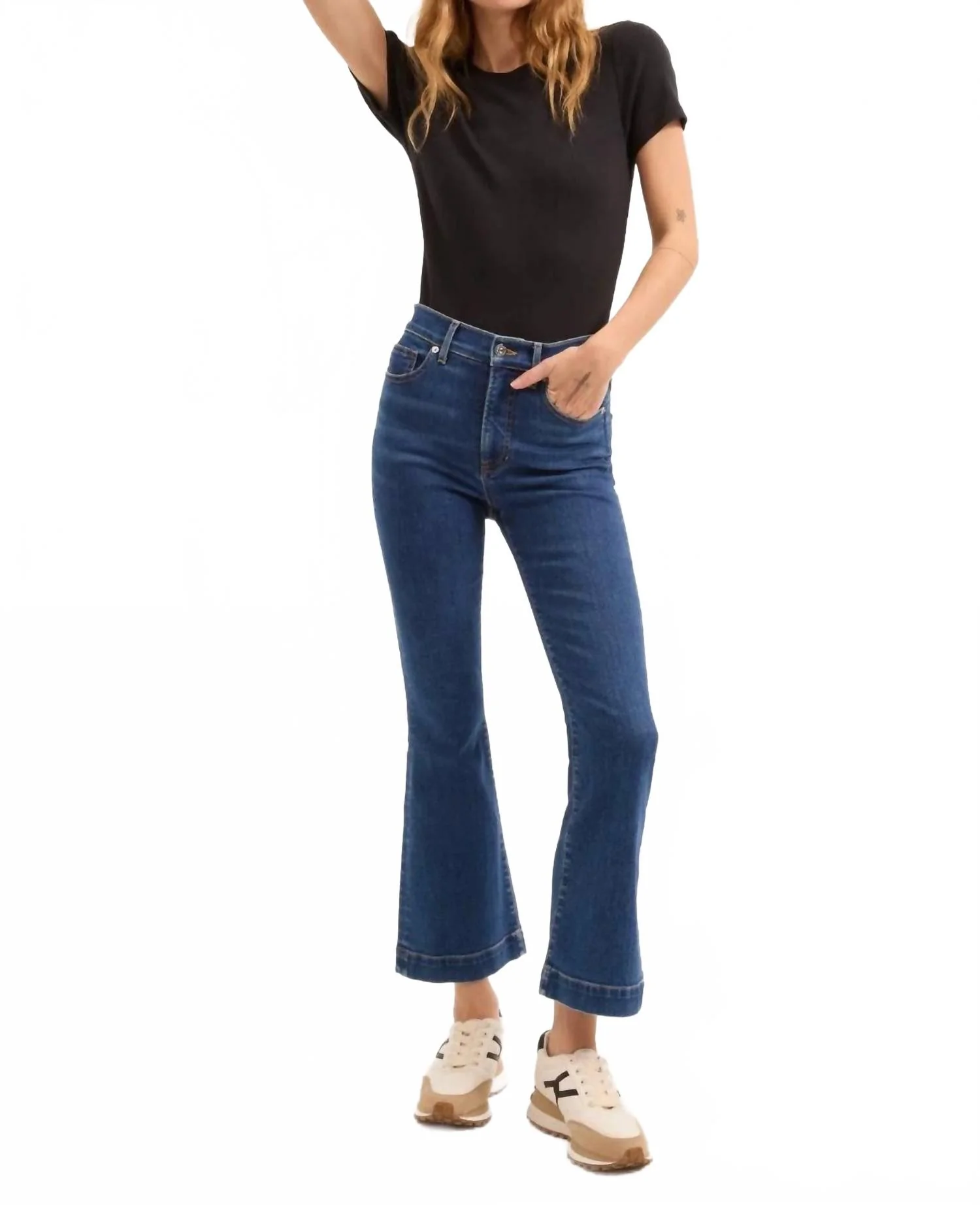 Carson Ankle Flare Jeans In Bright Blue