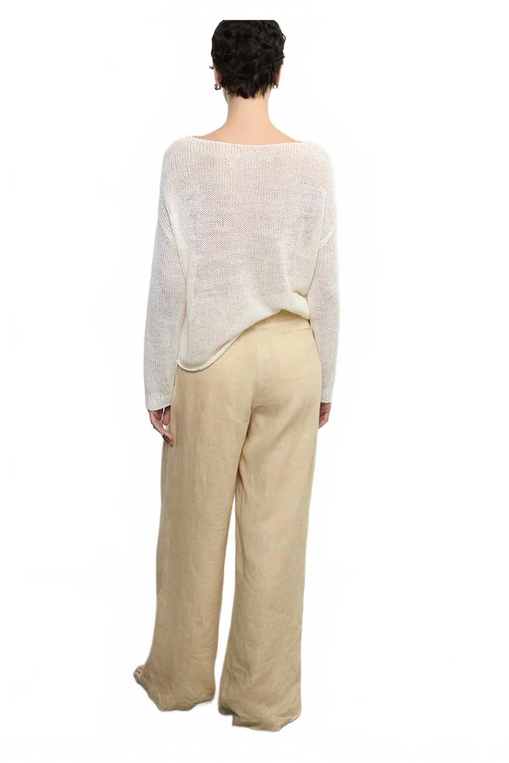 Linen Pleated Trouser In Blonde