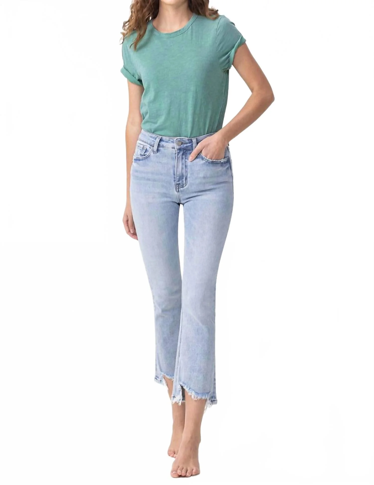 Ella High Rise Kick Flare Jean In Denim