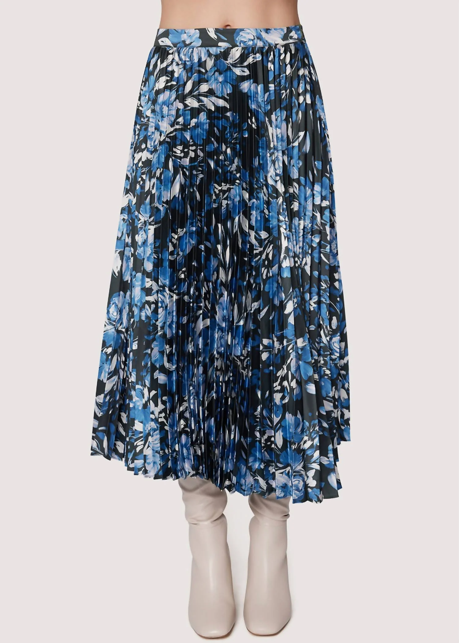 Parsian Bleu Midi Skirt In Blue-Floral