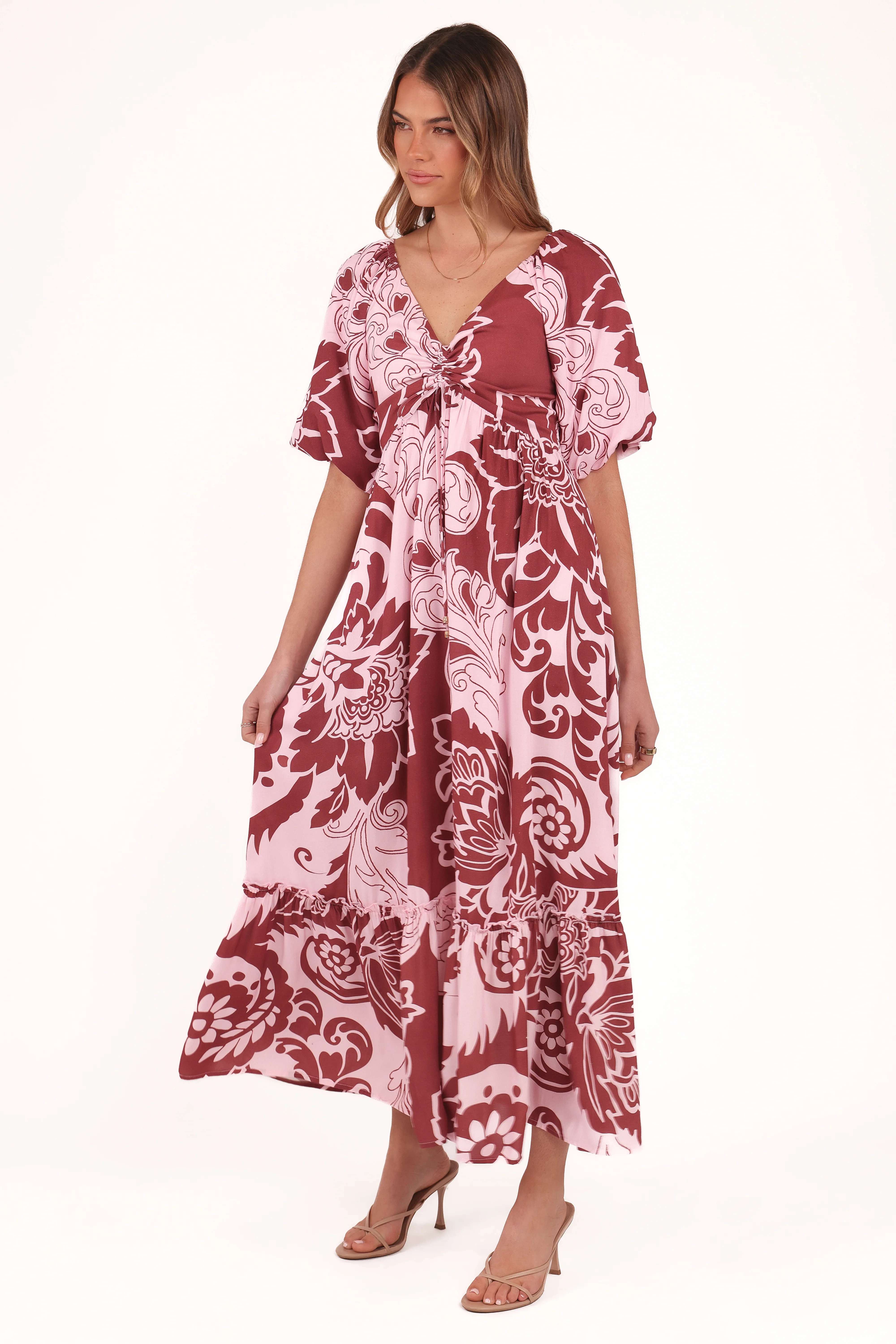 Shanae Maxi Dress - Pink Brown Paisley