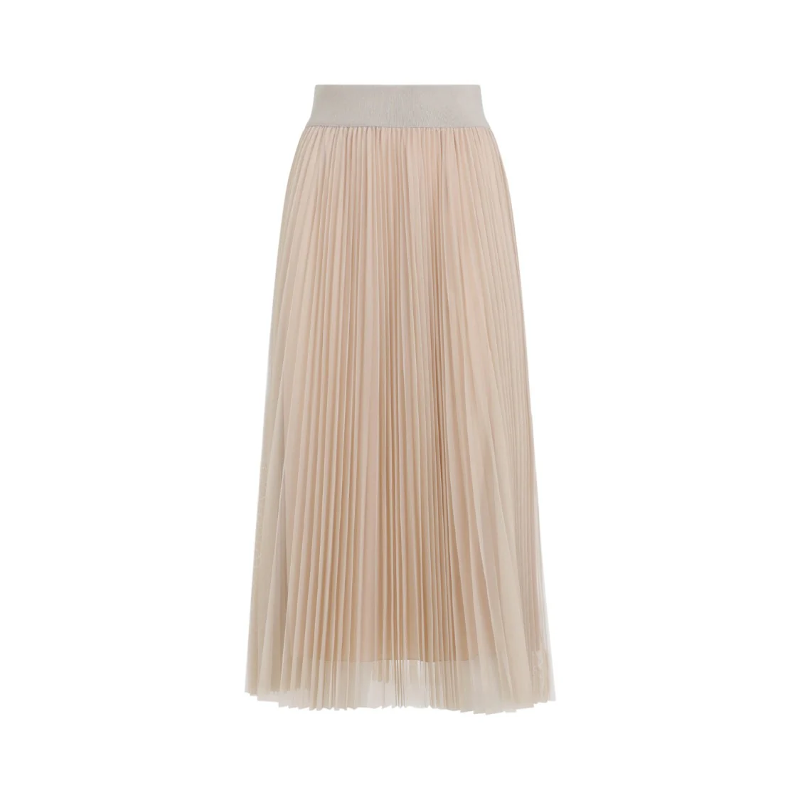 Tulle Beige Polyeser Midi Skirt