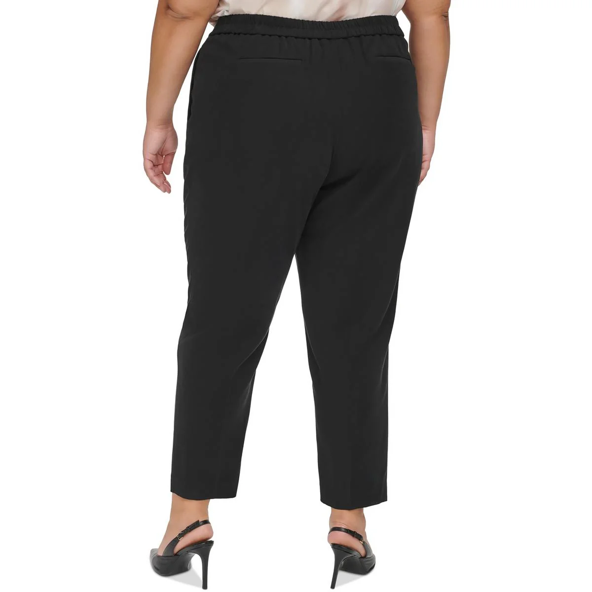 Plus Womens Pocket Rayon Straight Leg Pants