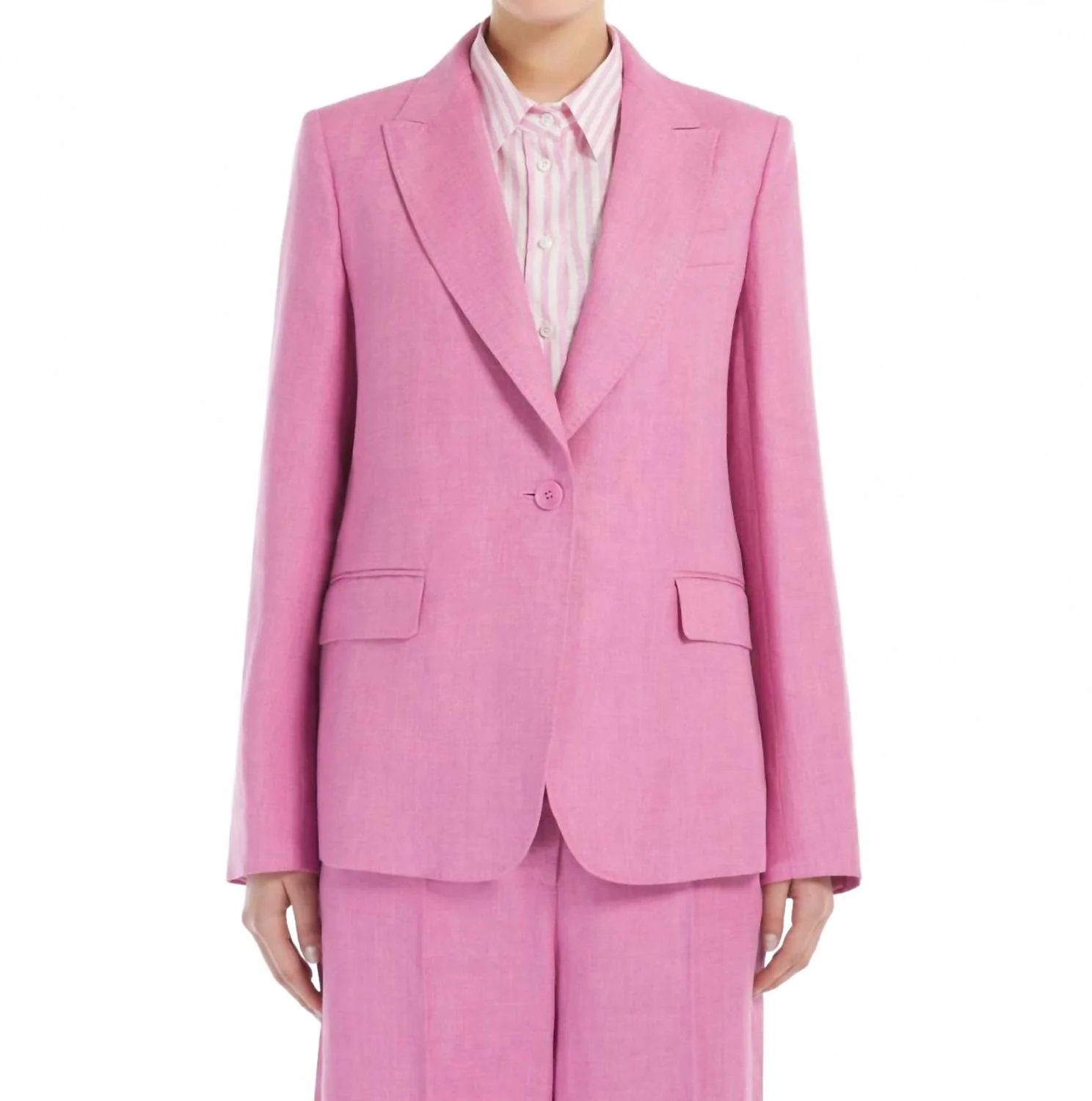 Nalut Linen Blazer In Dark Pink