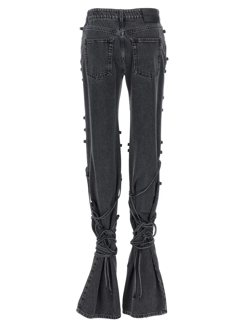 Asymmetric Closure Black Denim Jeans