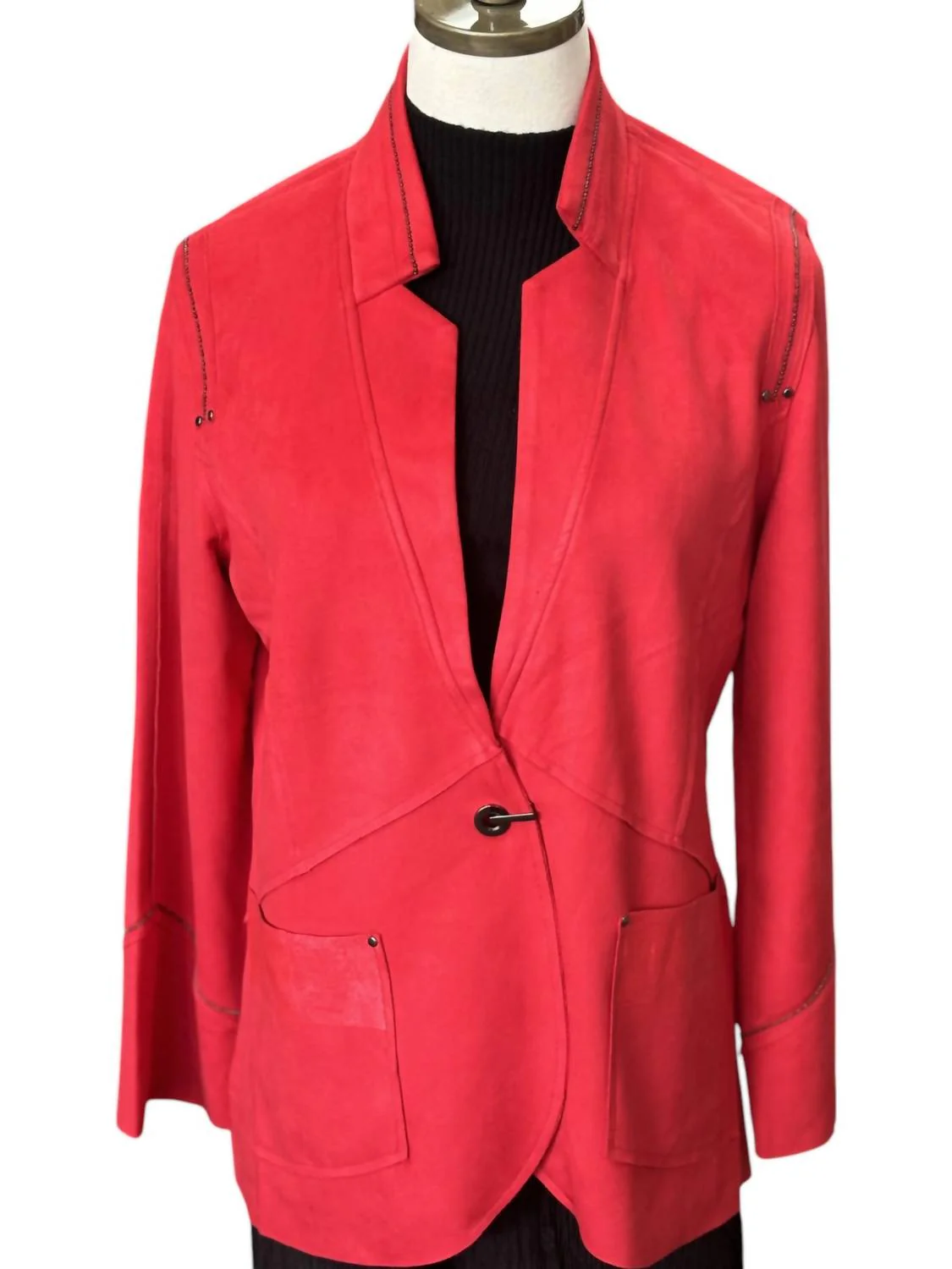 Suede Blazer In Cherry