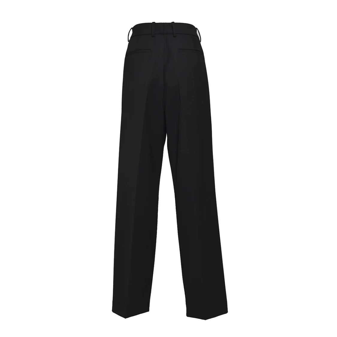 Black Wool Blend Pants With Embroidered Side Band