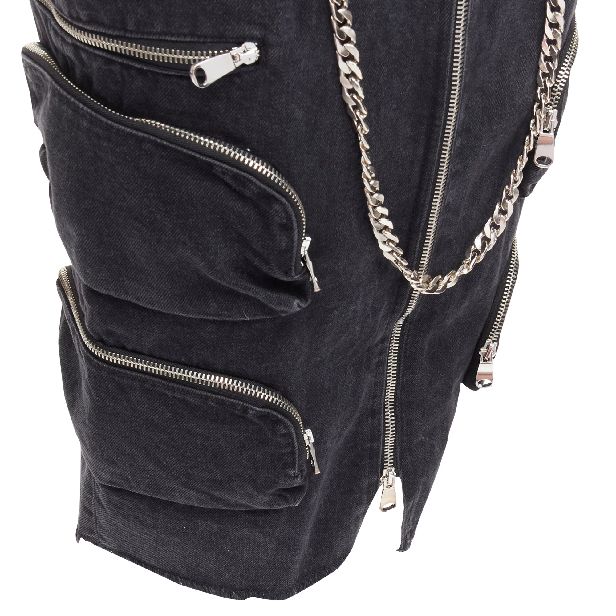 Faith Connexion NTMB denim punk chain multi pockets skirt