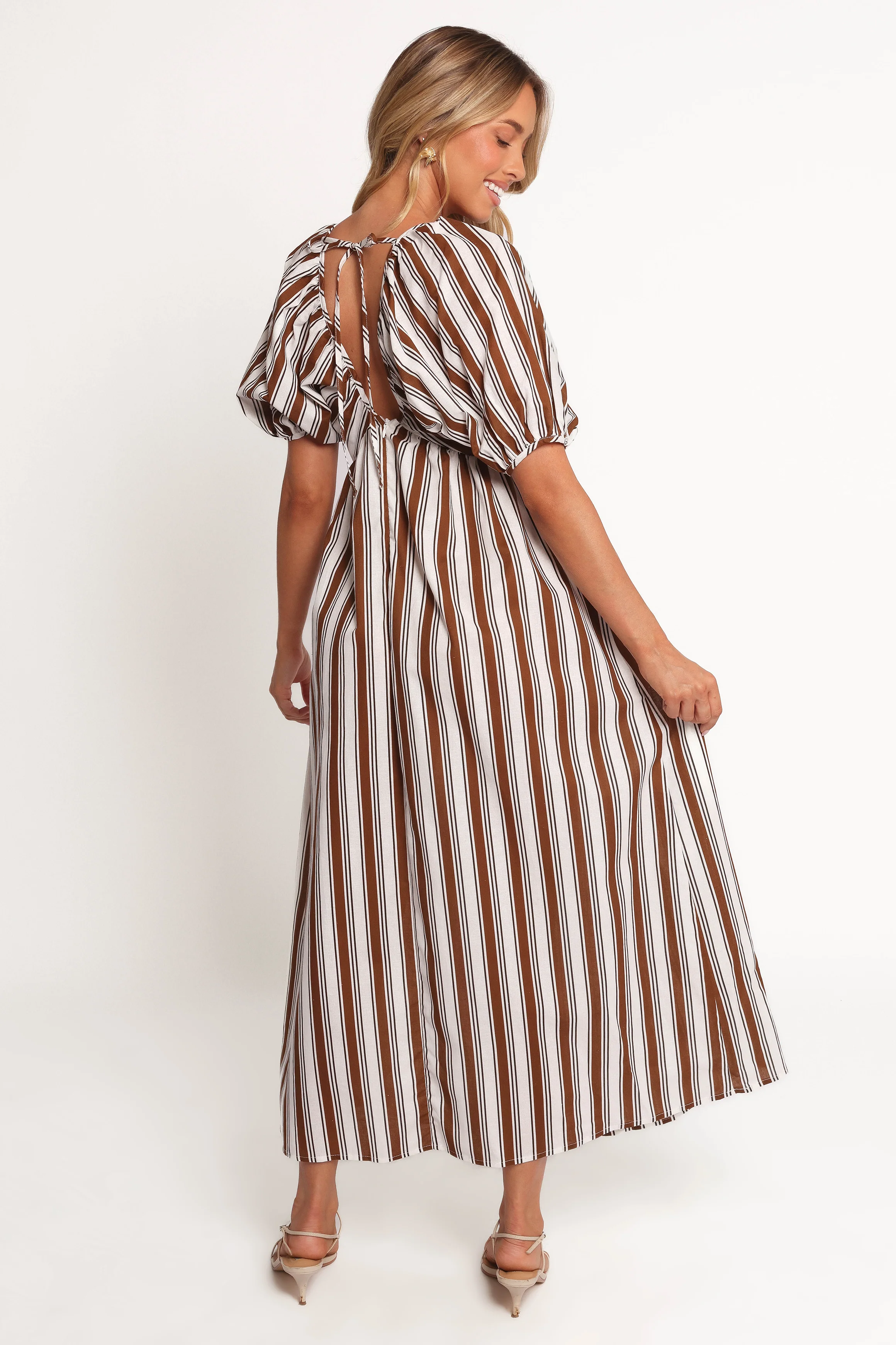 Sullivan Puff Sleeve Maxi Dress - Chocolate Stripe