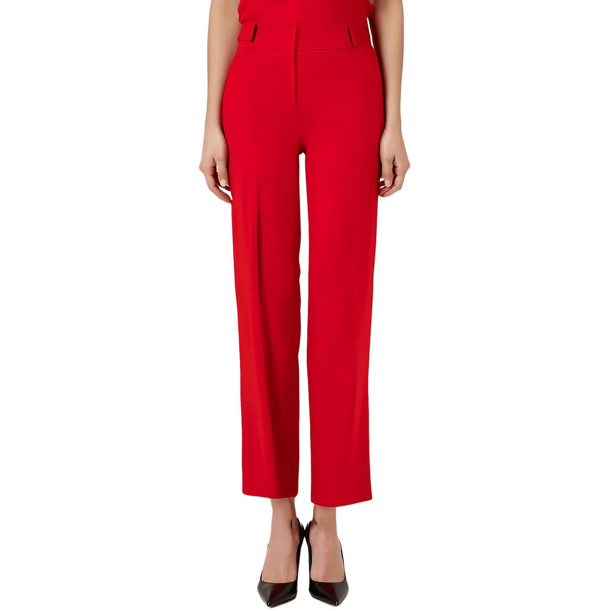 Womens Solid Polyester Straight Leg Pants