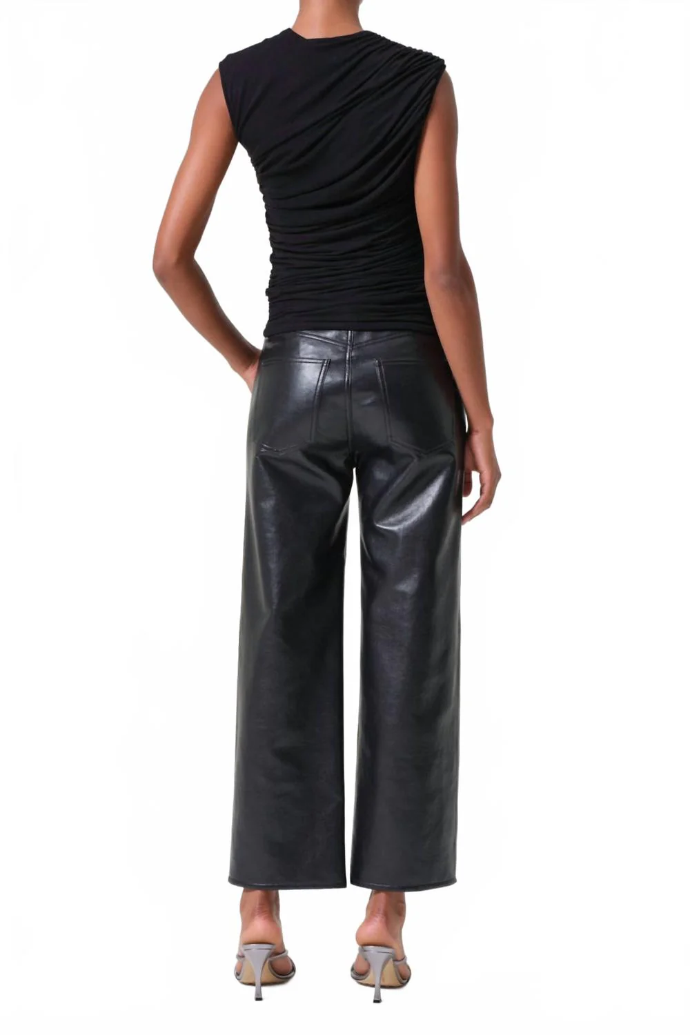 Ren Wide Leg Recycled Leather Pants In Detox