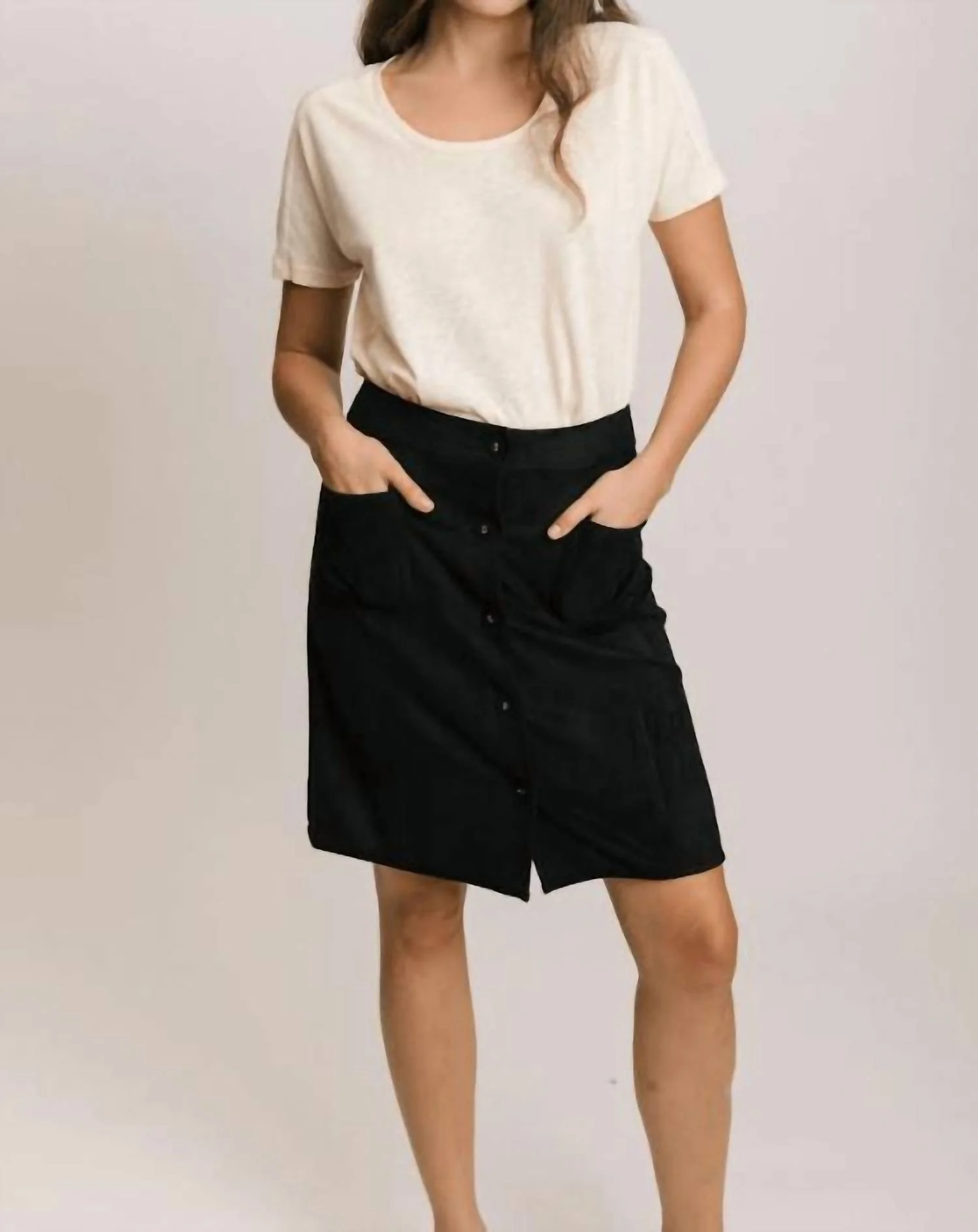 Faux Suede Skirt In Blackbl