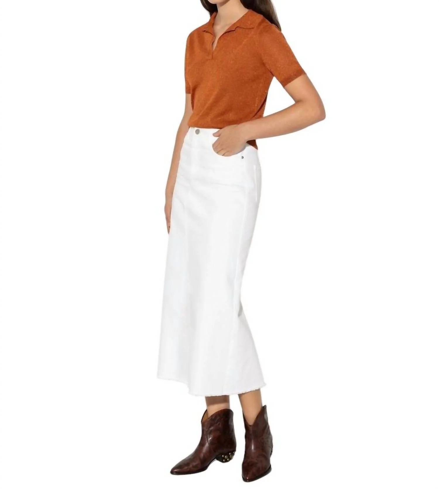 Denim Skirt In Bleach White