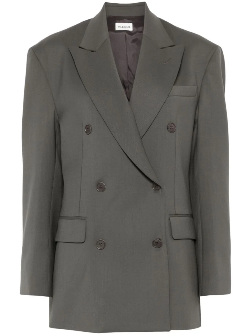 Ivy Green Virgin Wool Blend Twill Blazer