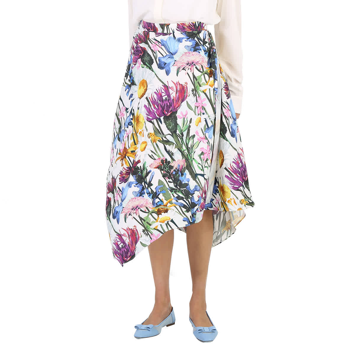 Stella Mccartney Ladies Asymmetric Floral Print Midi Skirt
