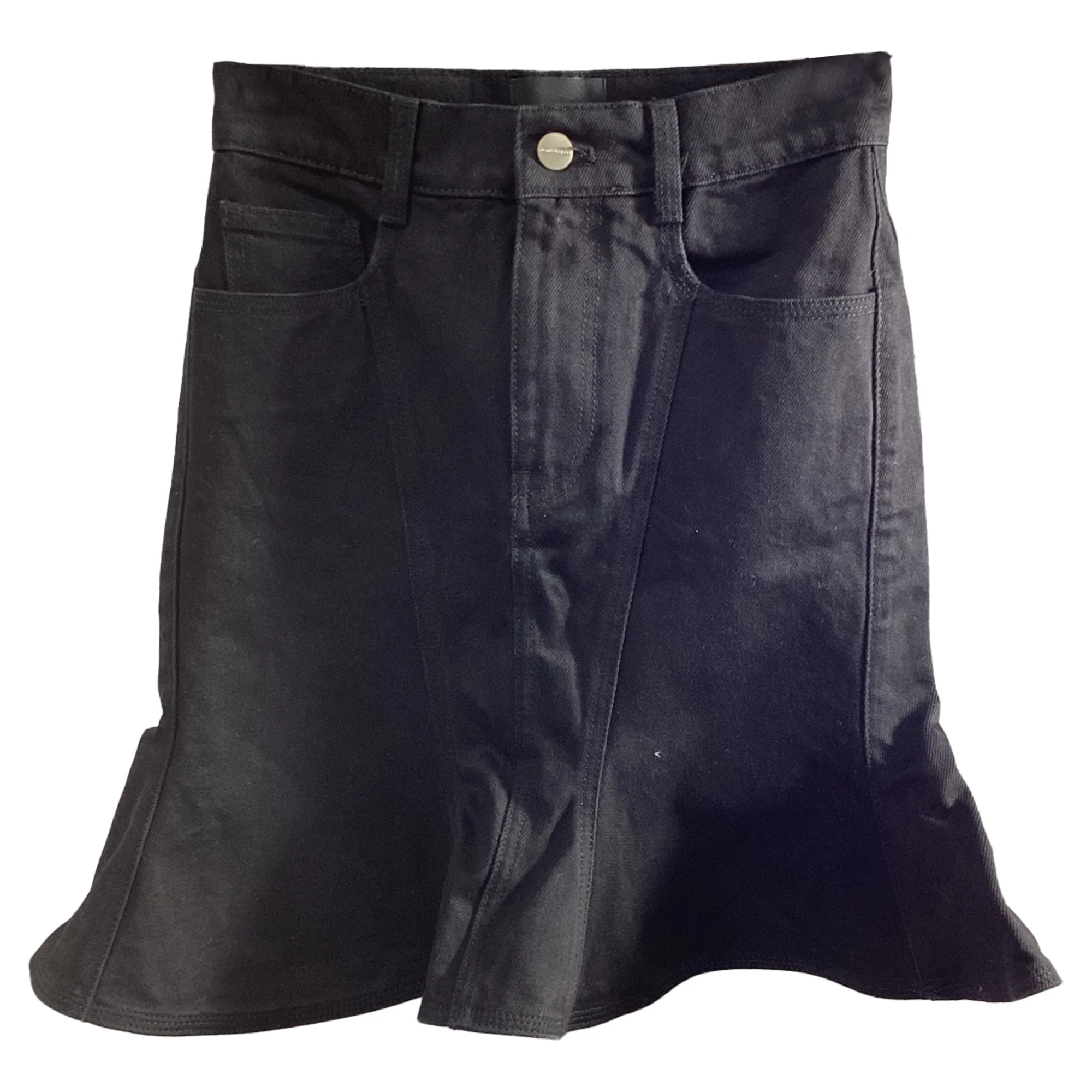 Marc Jacobs Fluted Denim Mini Skirt in Black Cotton