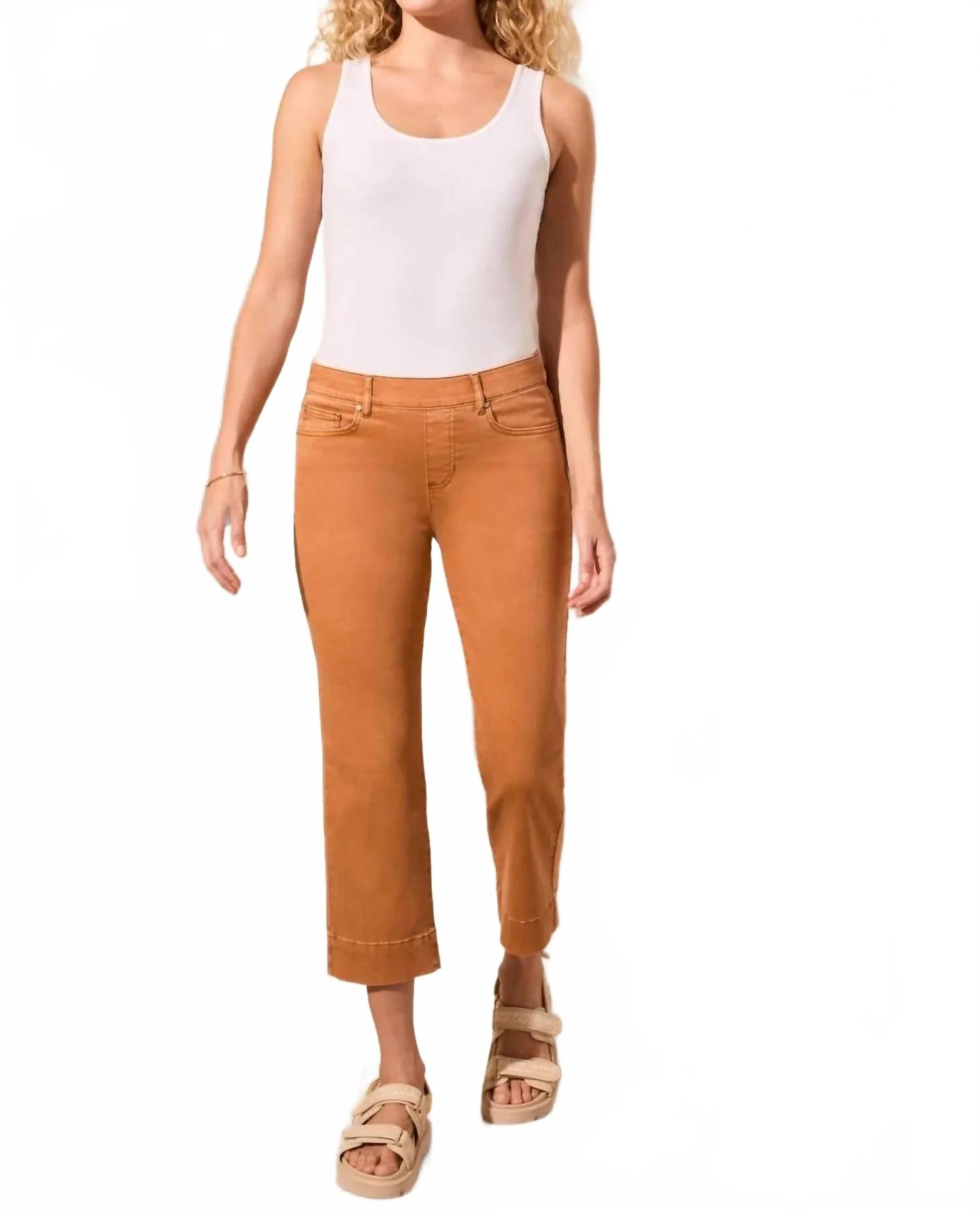Pull-On Kick Flare Capri Pants In Pinecone