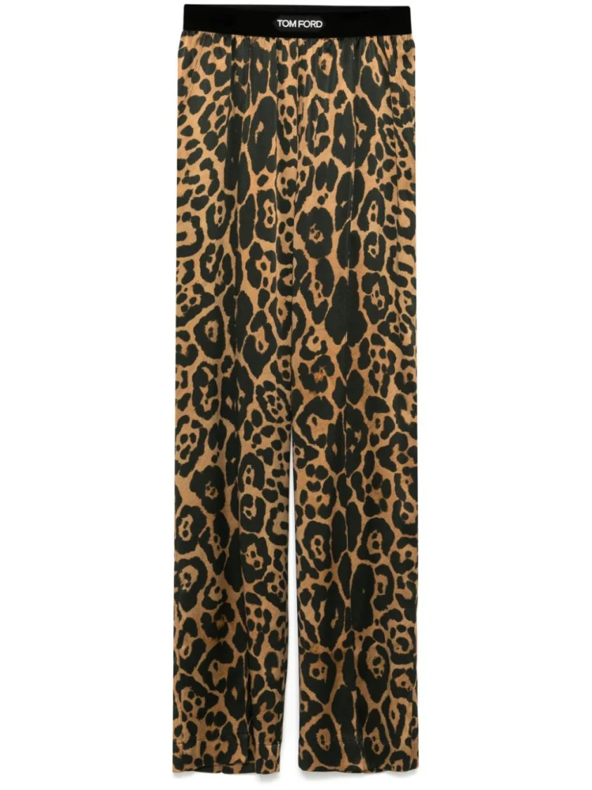 Animal Print Trousers With Elasticated Logo Waistband