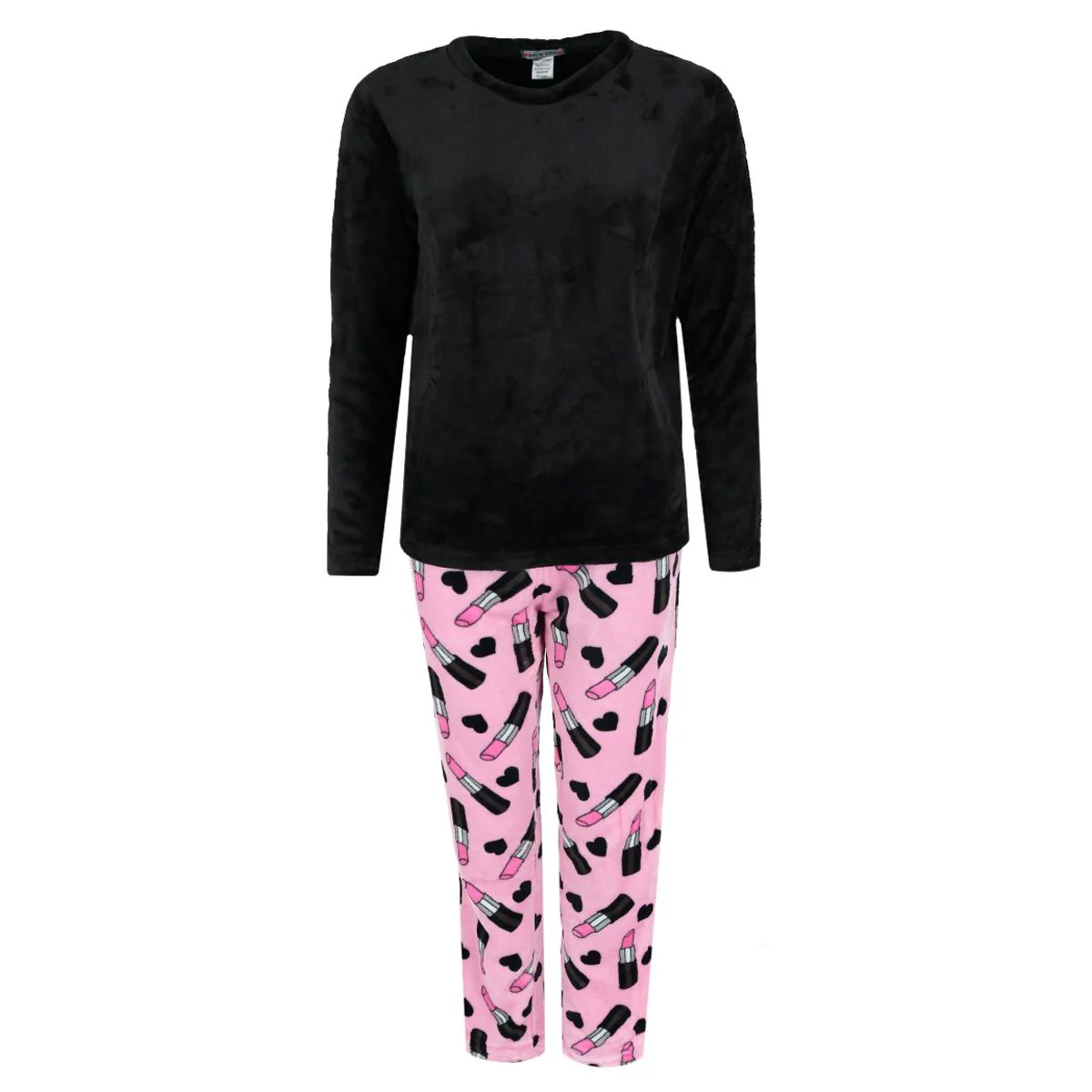 Women's Makeup Print Plush Pajama Set