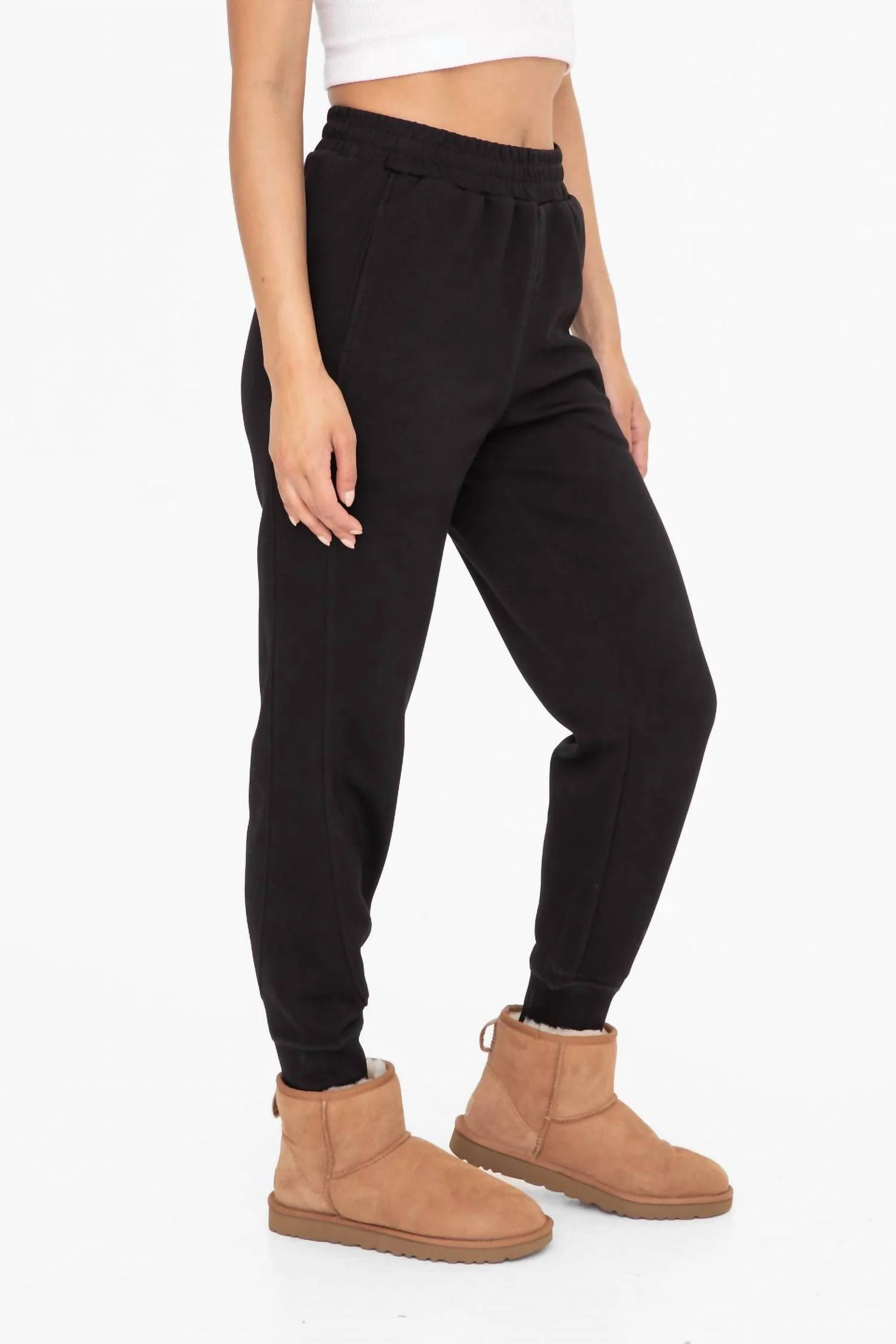 Contrast Seam Joggers In Black