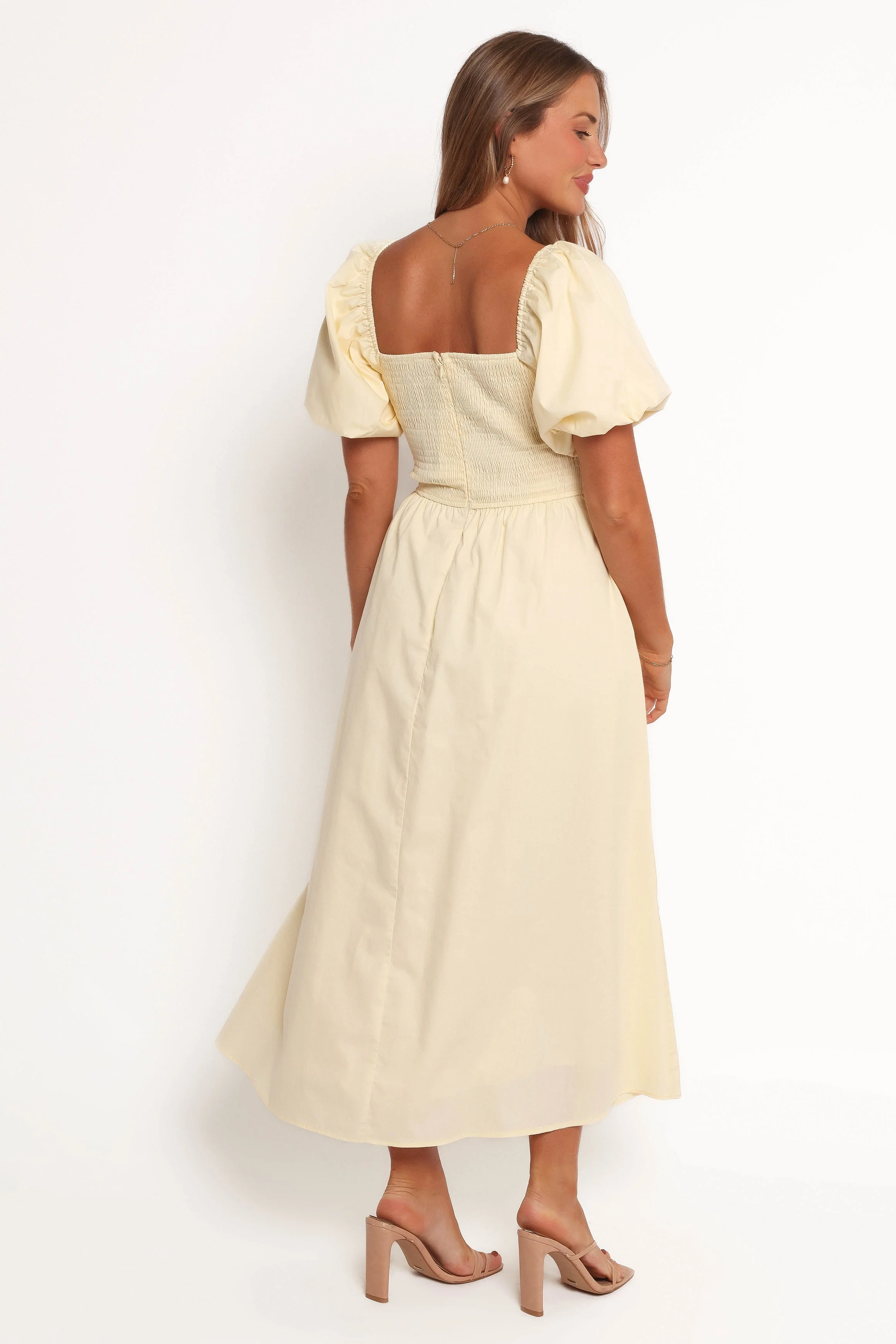 Clo Puff Sleeve Midi Dress - Yellow