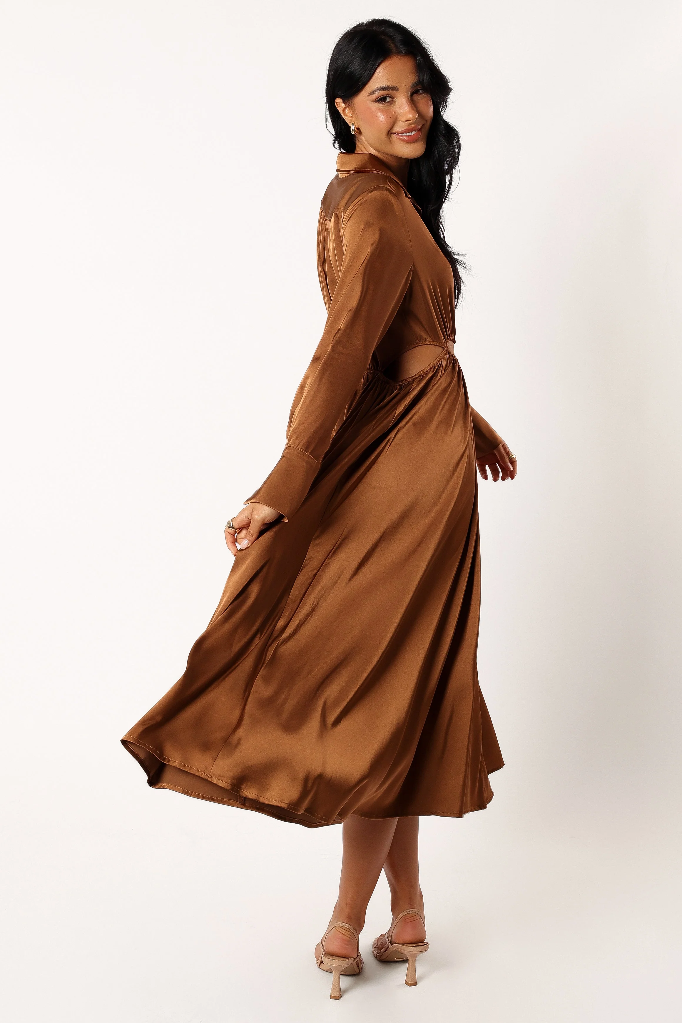 Jett Long Sleeve Midi Dress - Bronze