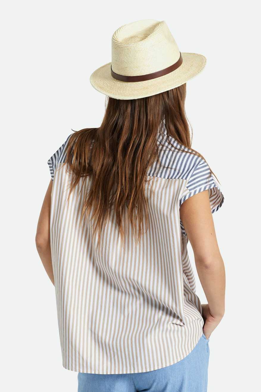 Messer Straw Fedora - Natural/Brown