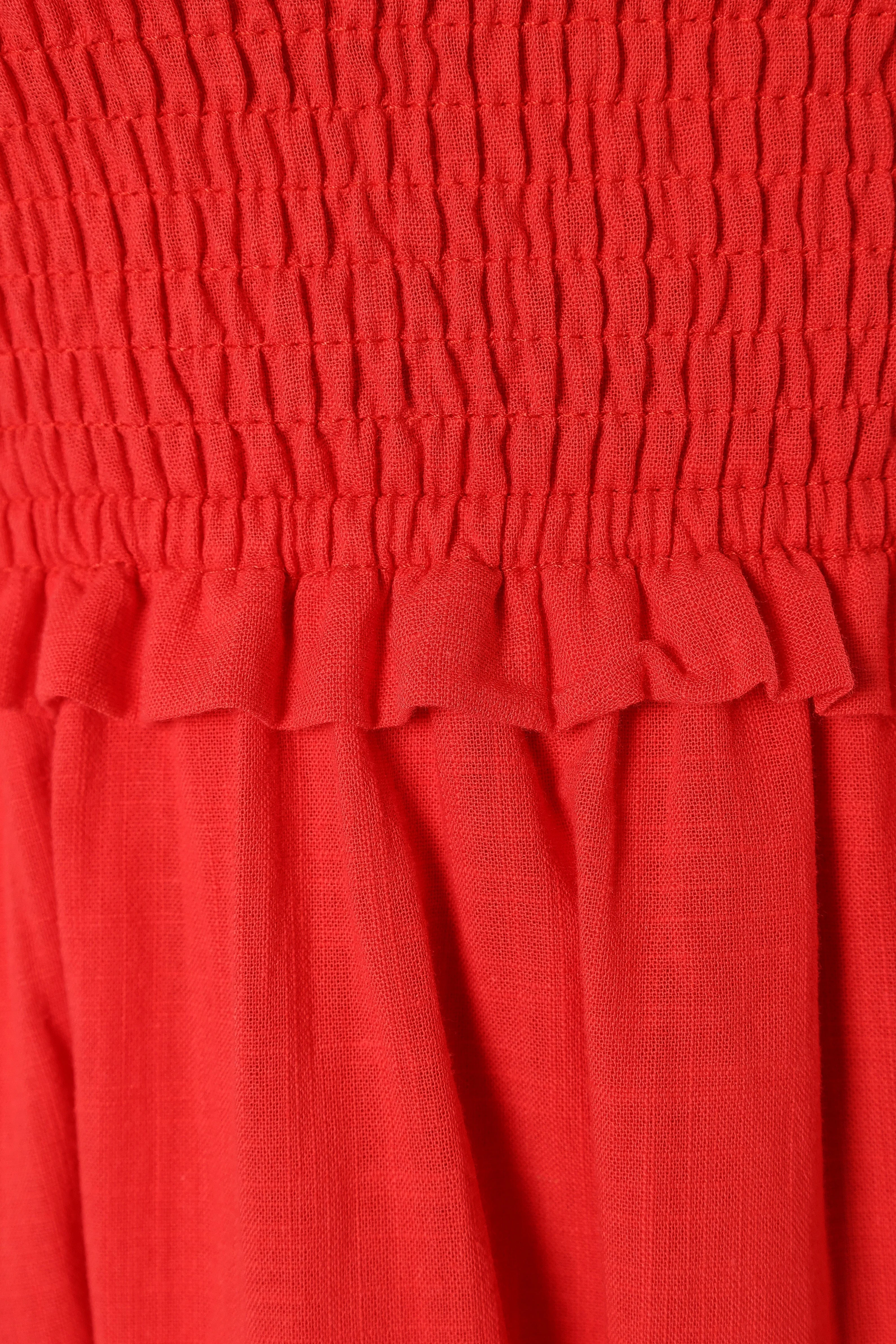 Katriona Strapless Midi Dress - Red