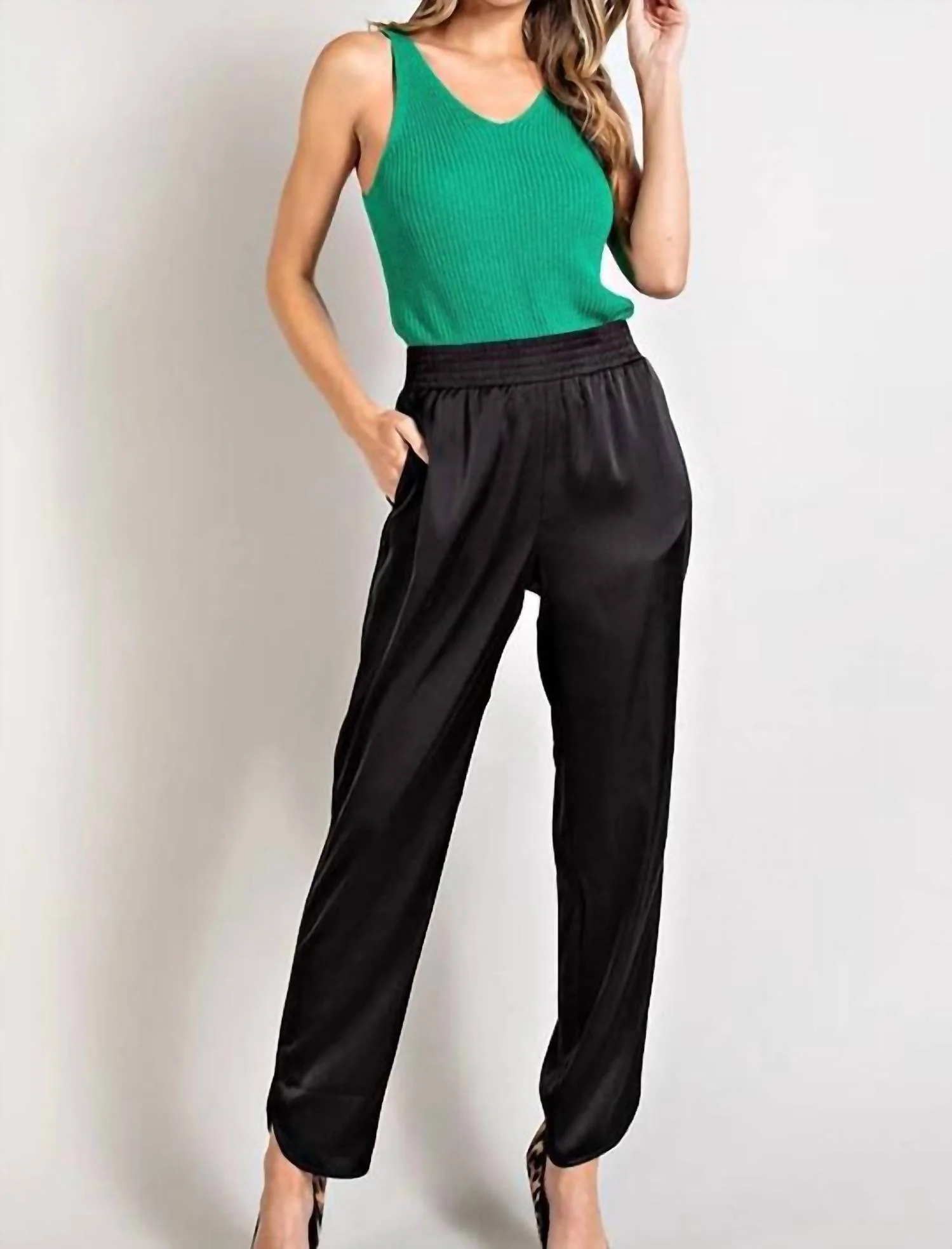 Satin Joggers In Black