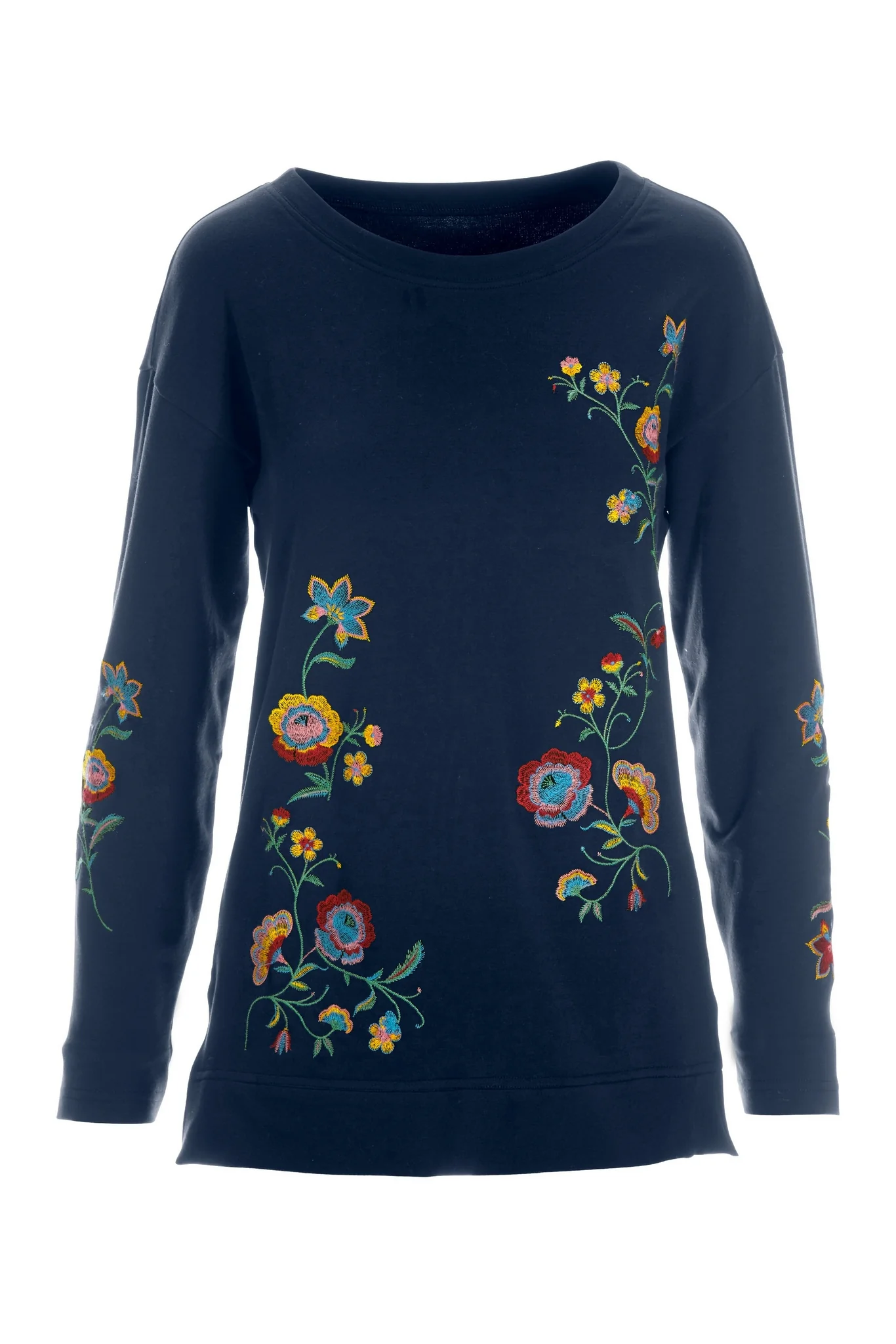 Embroidered Tunic Sweatshirt Navy