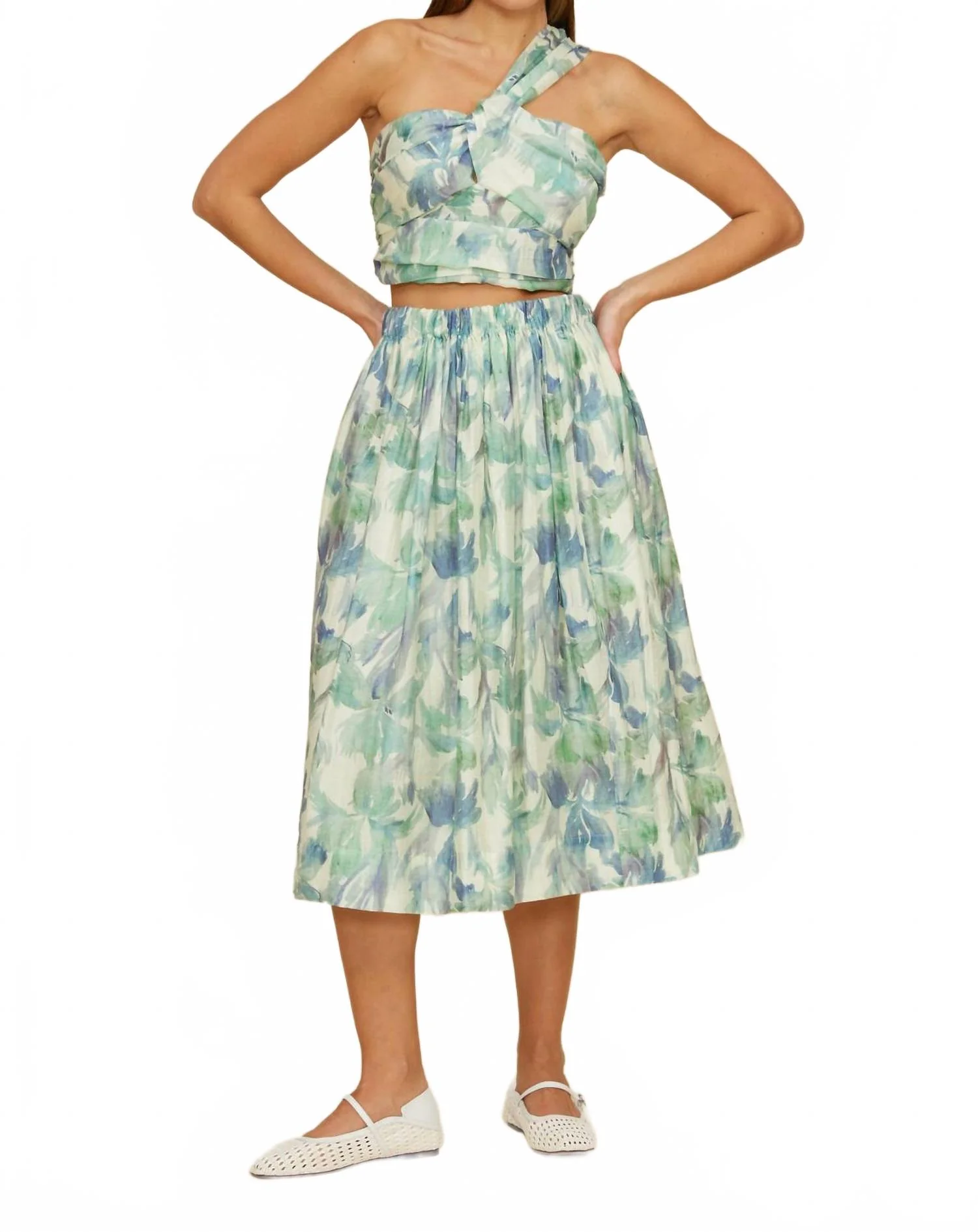 Women's Amari Midi Skirt In Turquoise Floral