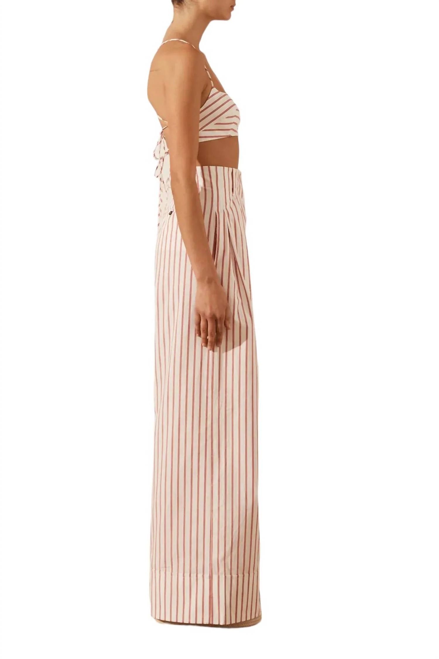 Ribiero High Waisted Relaxed Pants In Ivory/roma Red