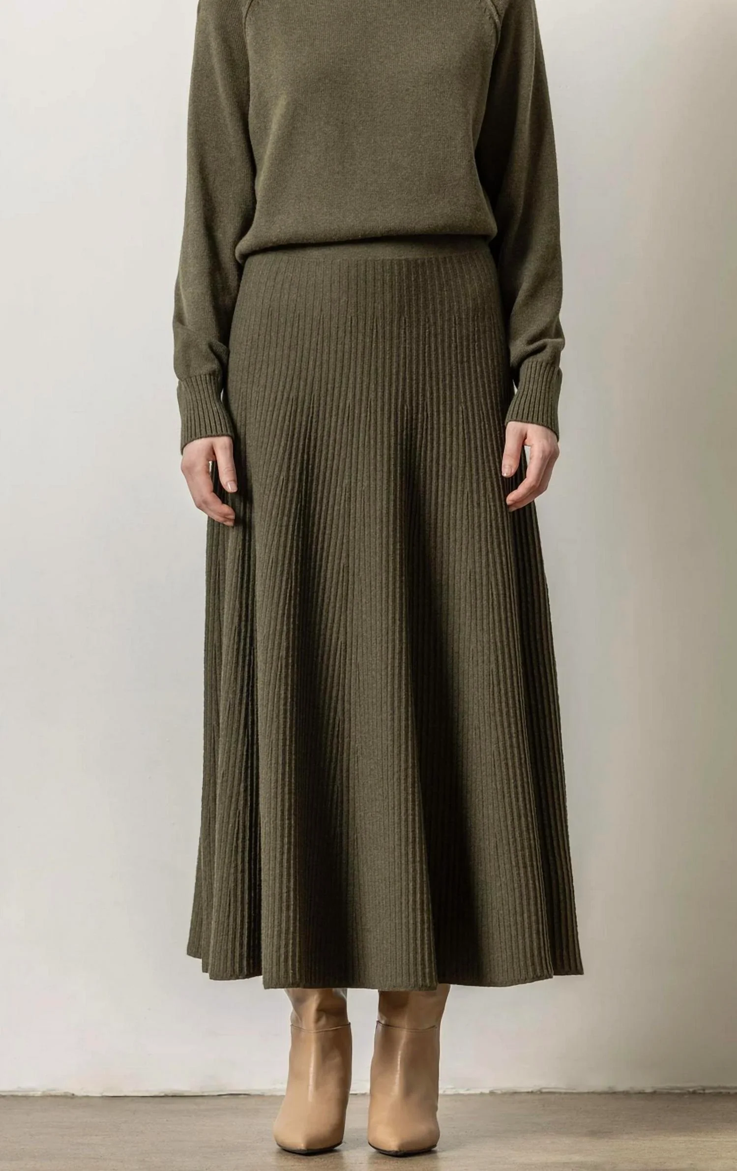 Flared Sweater Skirt In Loden