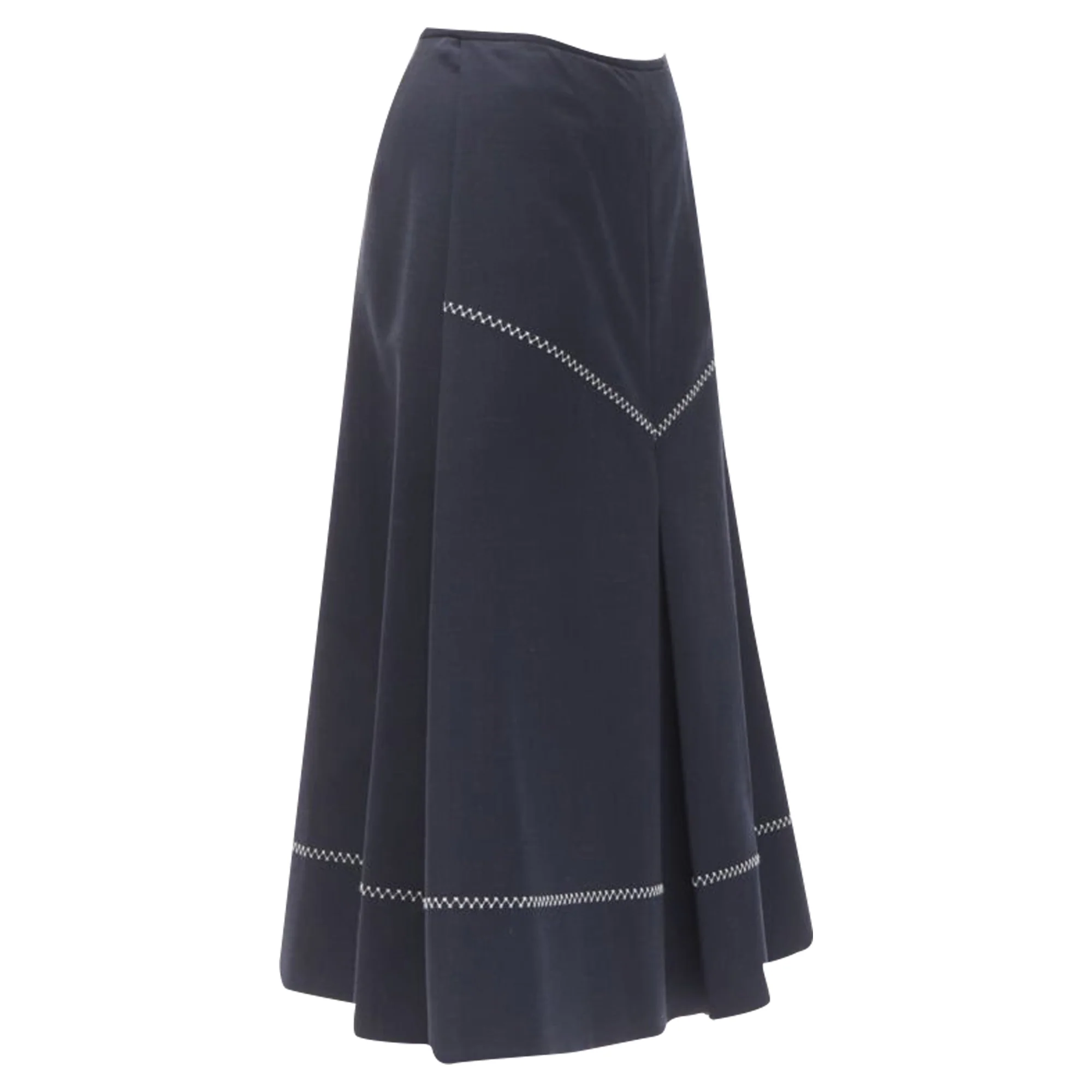 Ellery polyester wool cross hatch stitching skirt