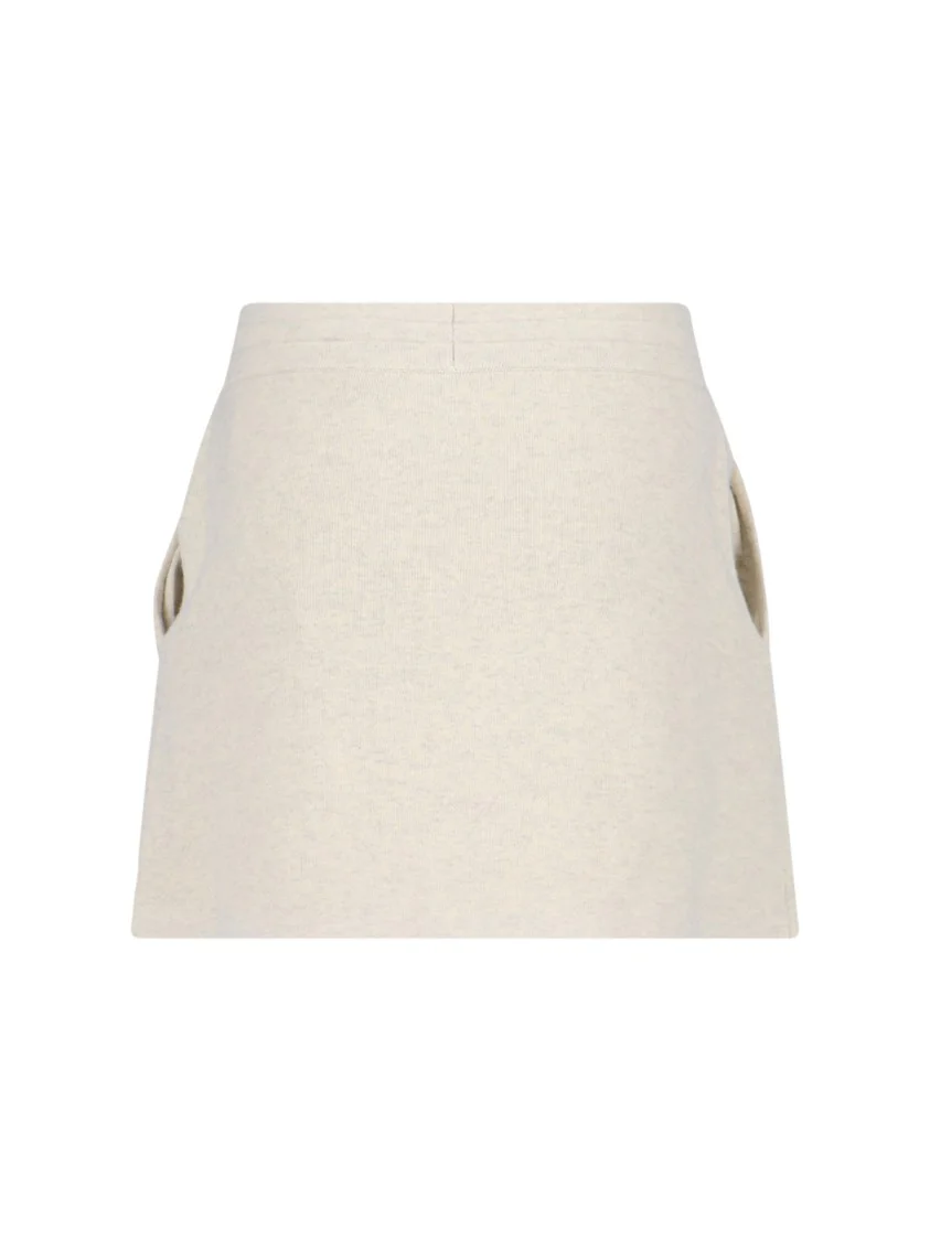 Sporty Mini Skirt In Cream Stretch Cotton