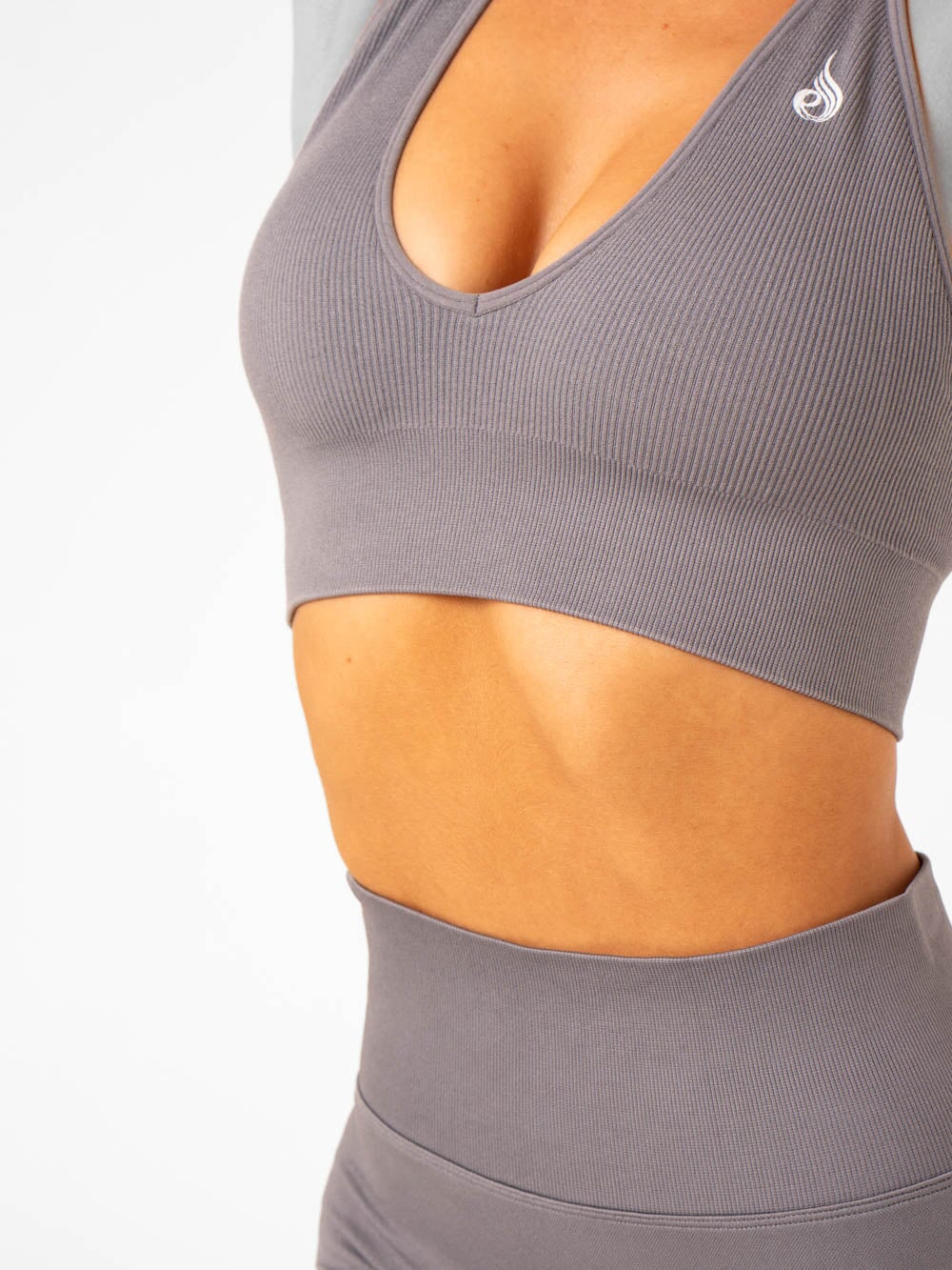 Lift Rib Seamless Halter Sports Bra - Charcoal