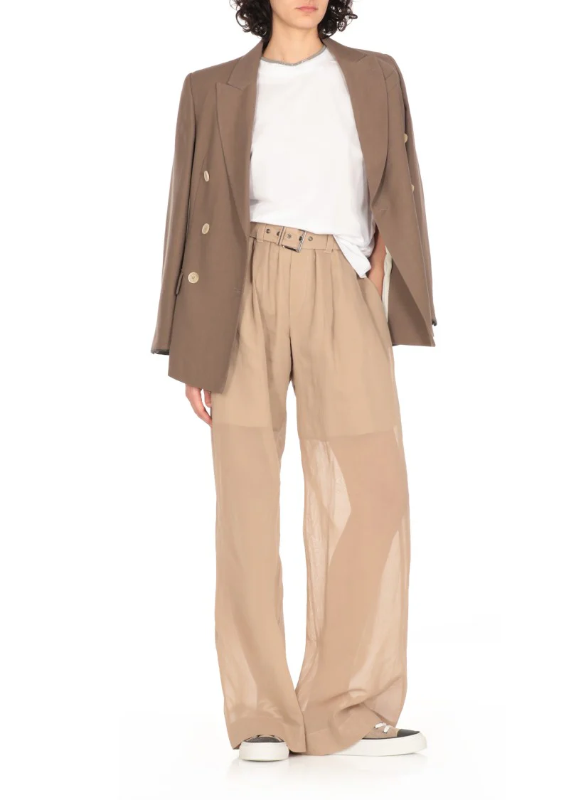 Beige Cotton Pants