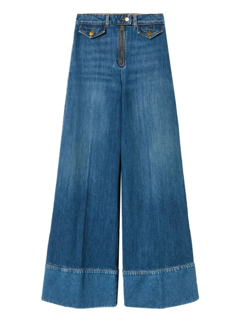 Wide-Leg High-Waisted Jeans With Distinctive Zip Fly