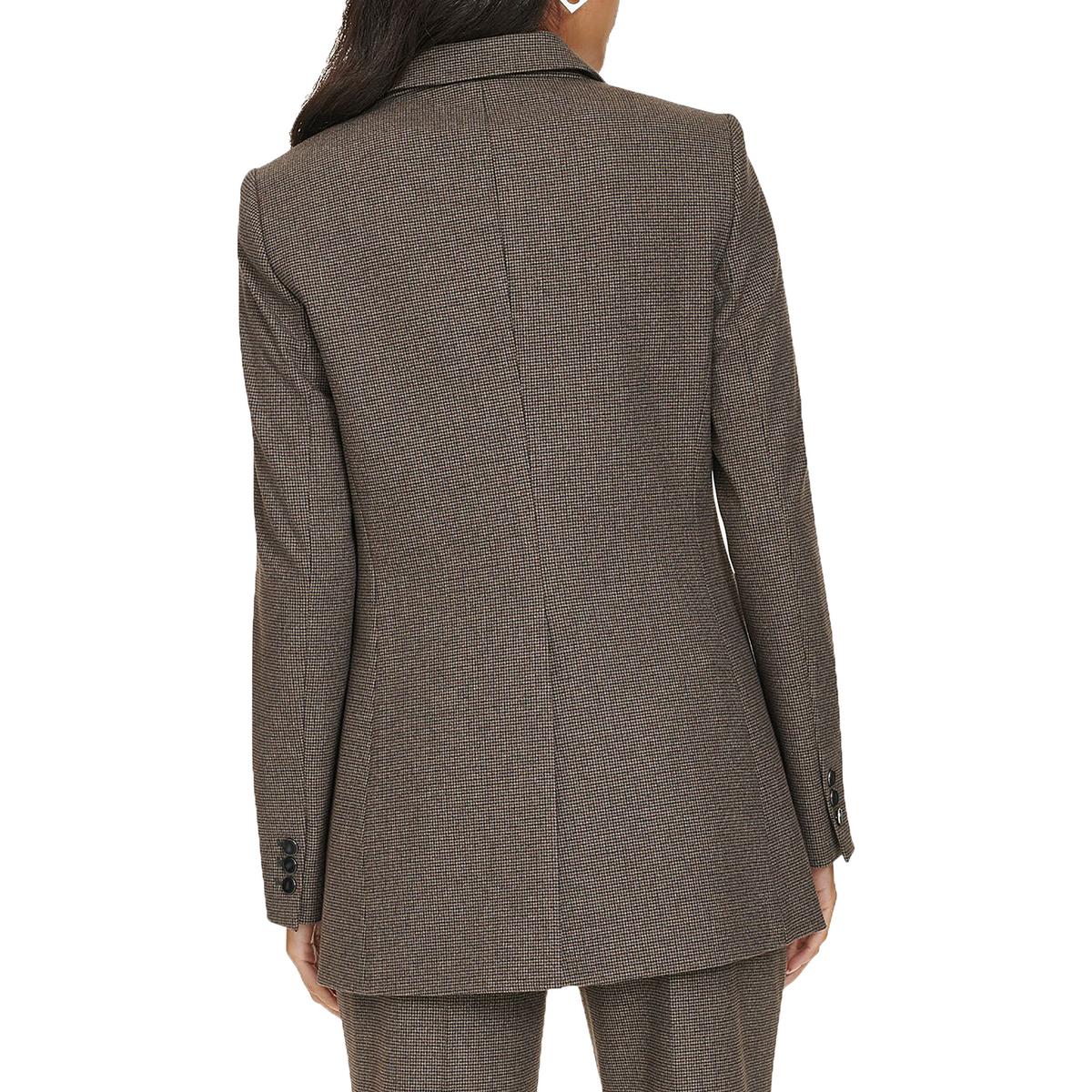Womens Houndstooth Polyester One-Button Blazer