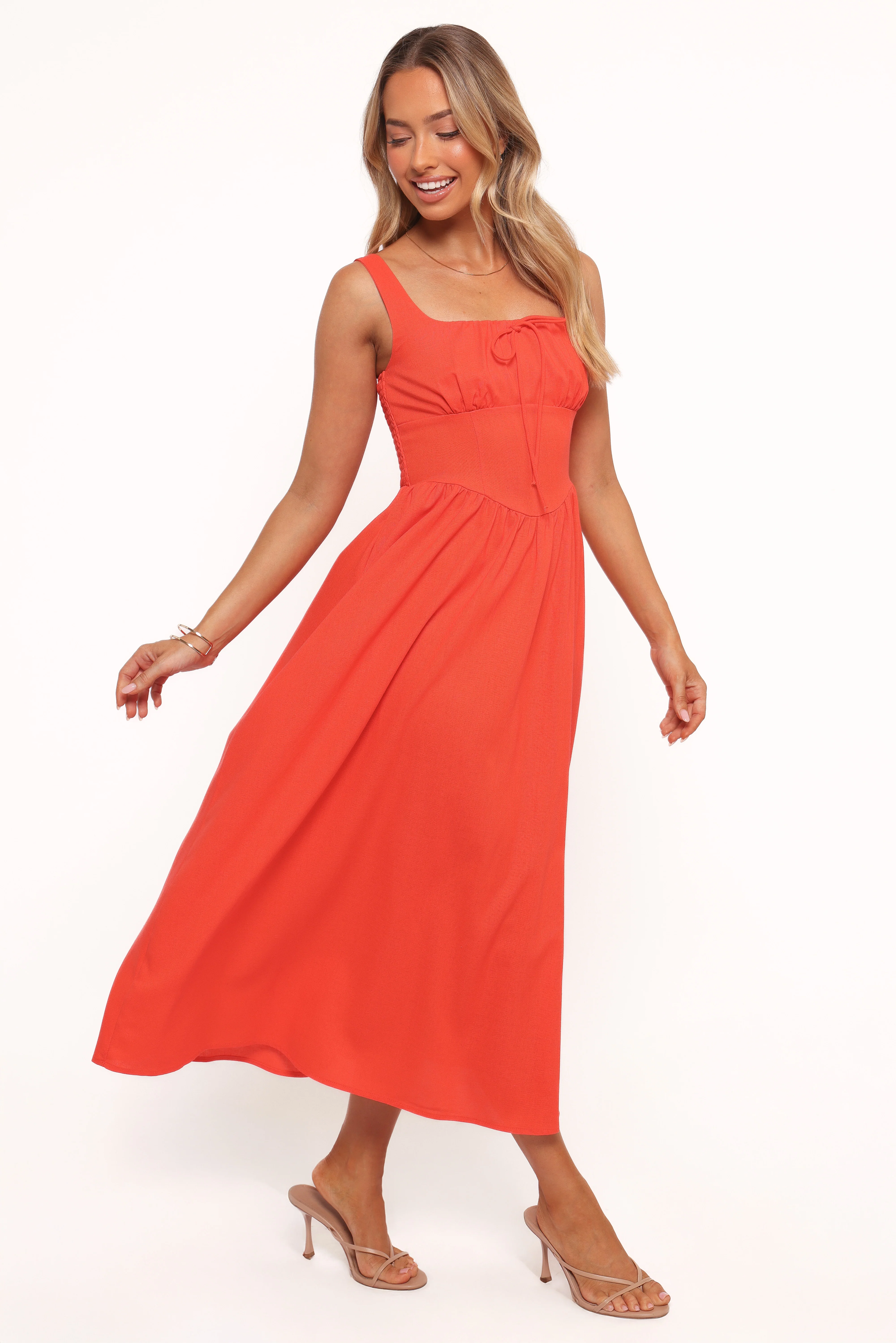 Kinslee Midi Dress - Coral