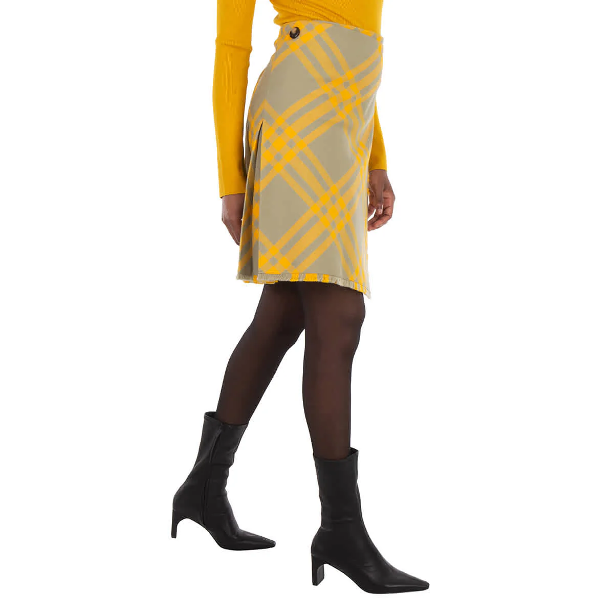 Burberry Check-Pattern Frayed Skirt