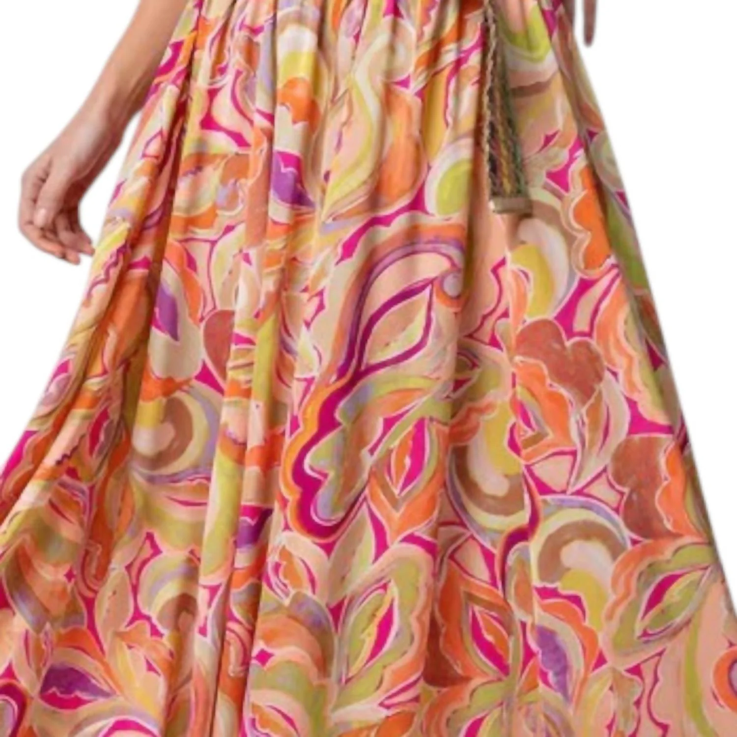 Marble Printed Dull Satin Skirt In Magenta