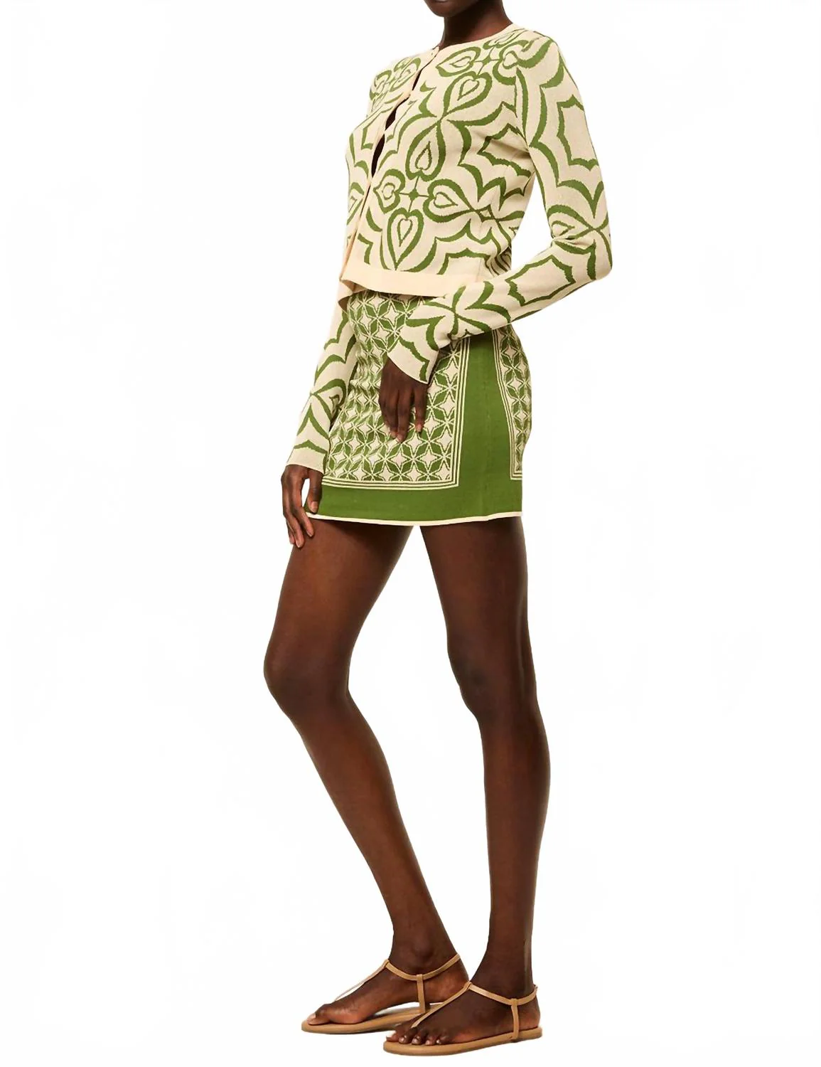 Emia Mini Skirt In Green Mosaic