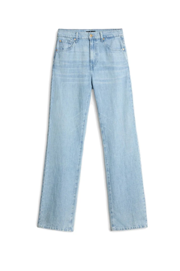 Light Blue Wide-Leg Trousers With High Waist