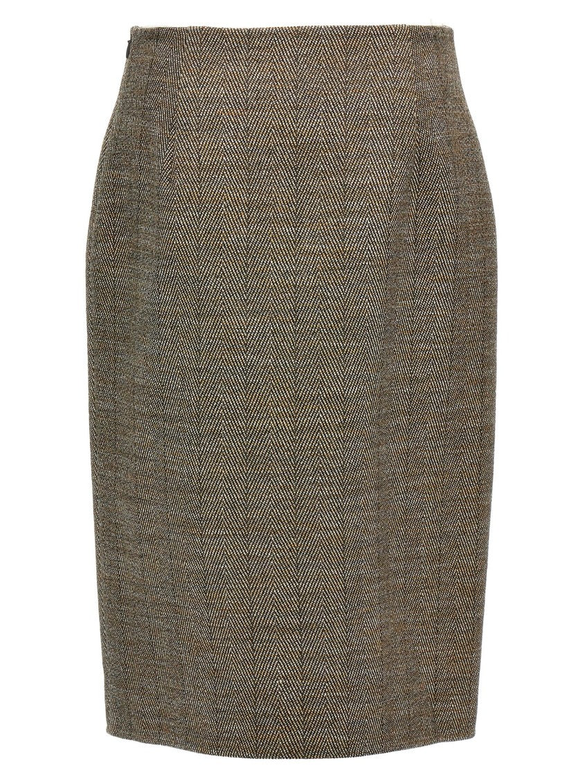 Geometric Split Tweed Skirt