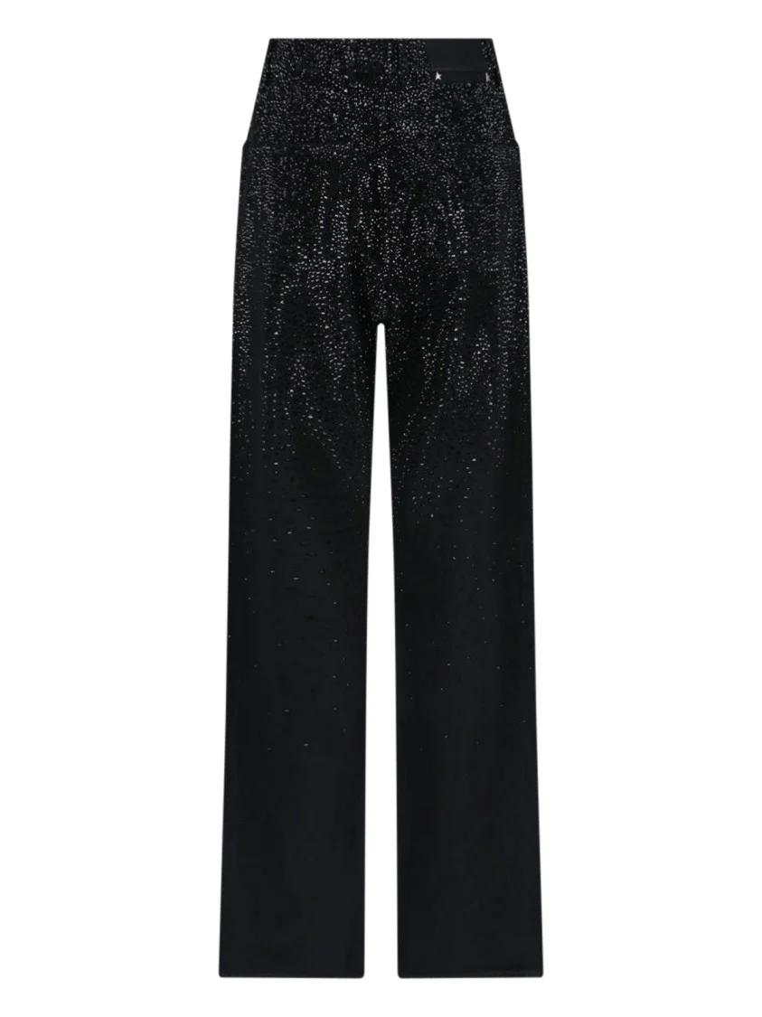 Straight Jeans With Rhinestones Black Denim