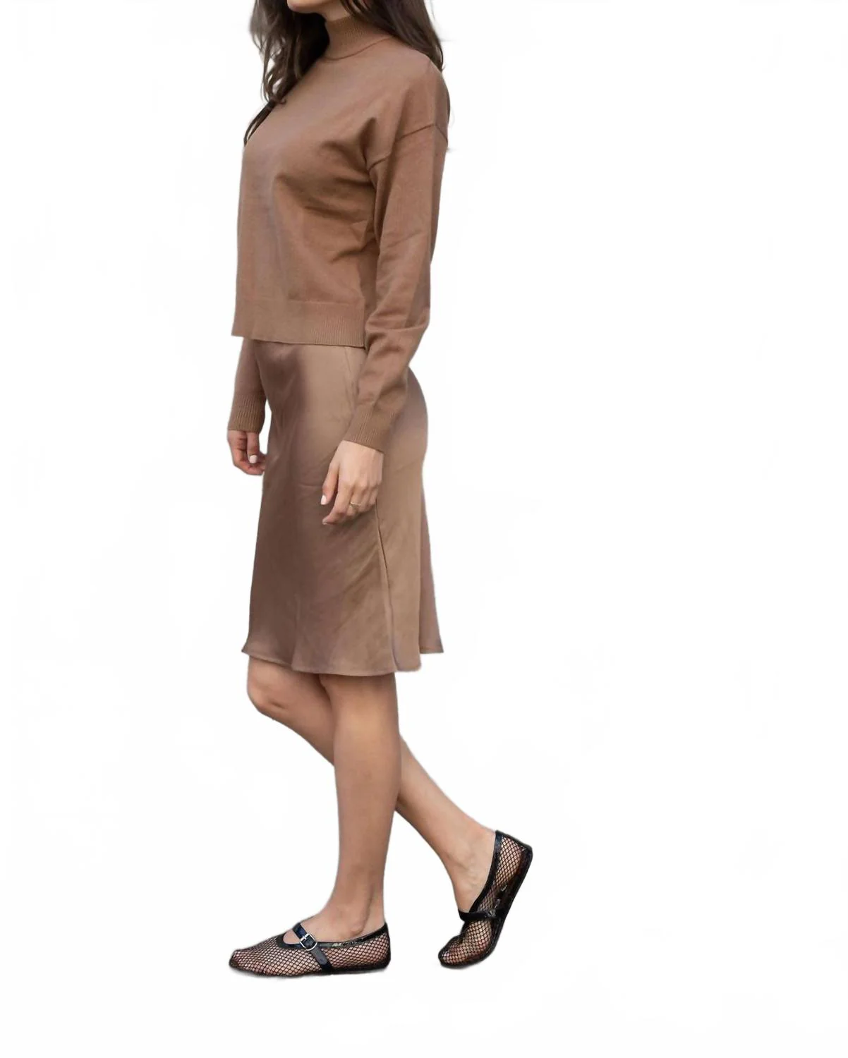 Petite Length Slip Skirt In Desert Sand