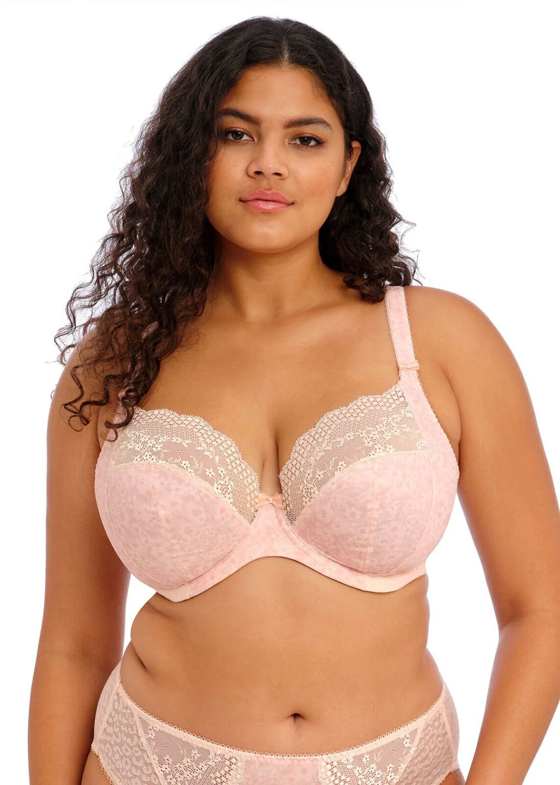 Elomi Lucie Banded Stretch Lace Plunge Bra Women's 44DDD Pink Underwire ERK877