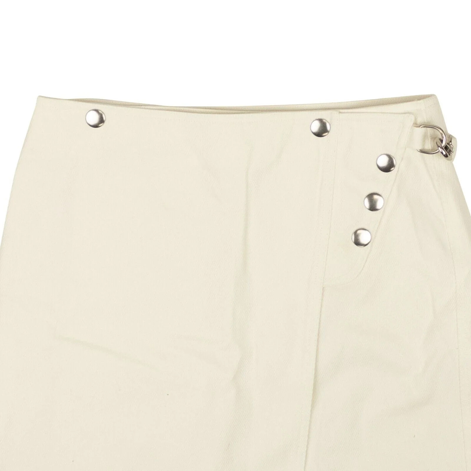 Cloud White Cotton Snap Flared Mini Skirt