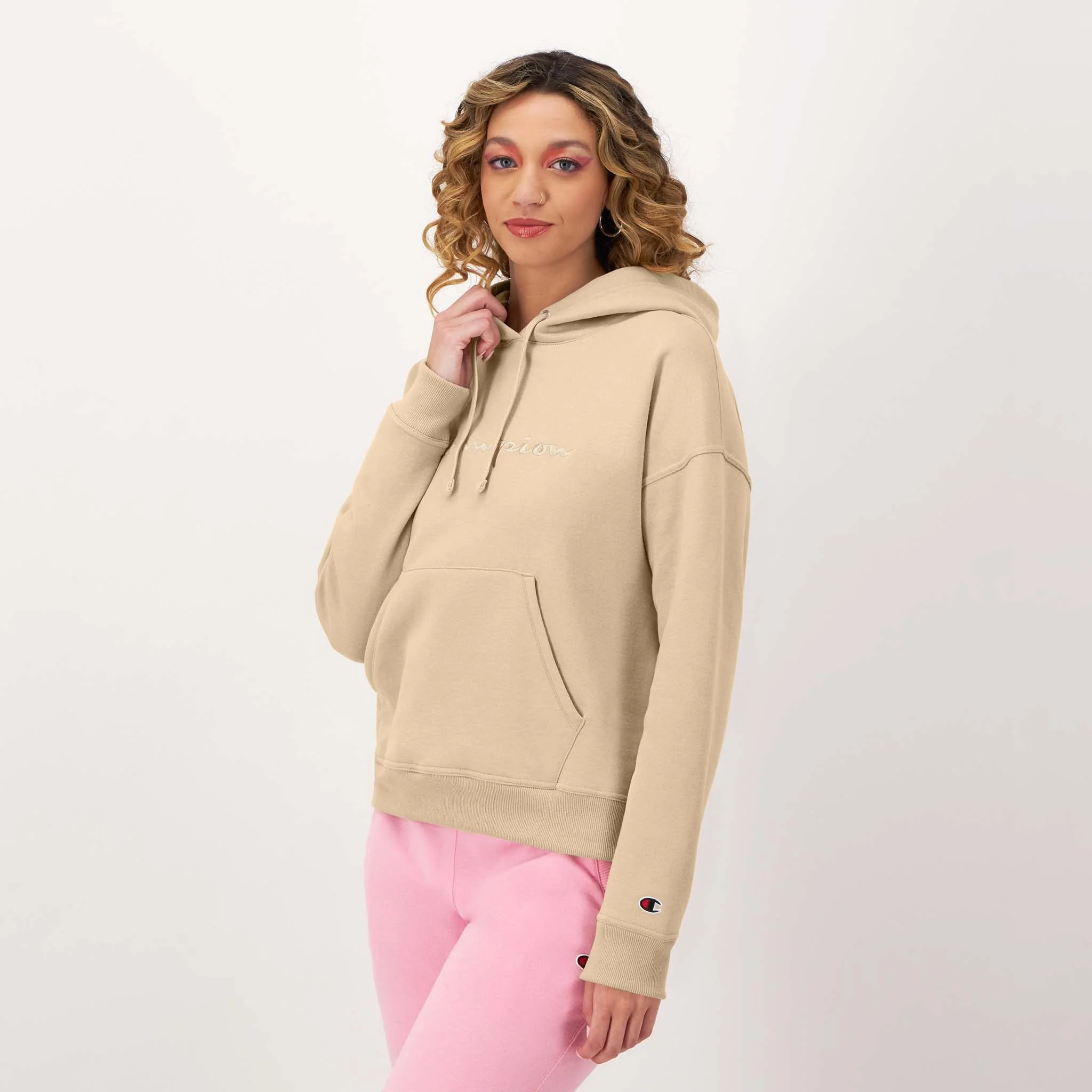 Powerblend Hoodie, Relaxed, Full Embroidered Script Logo